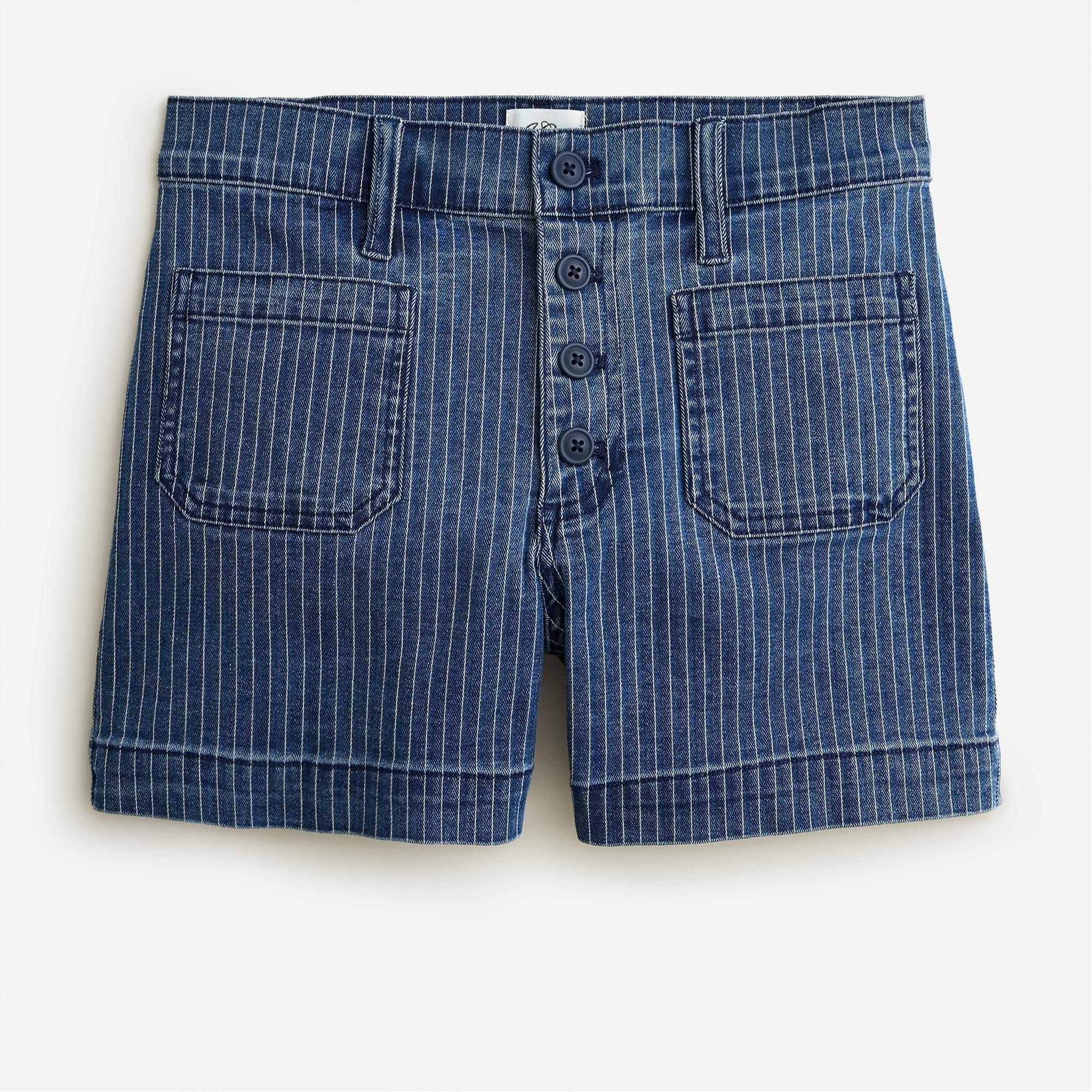 Patch-pocket Denim Short In Herringbone Stripe For Women | J.Crew