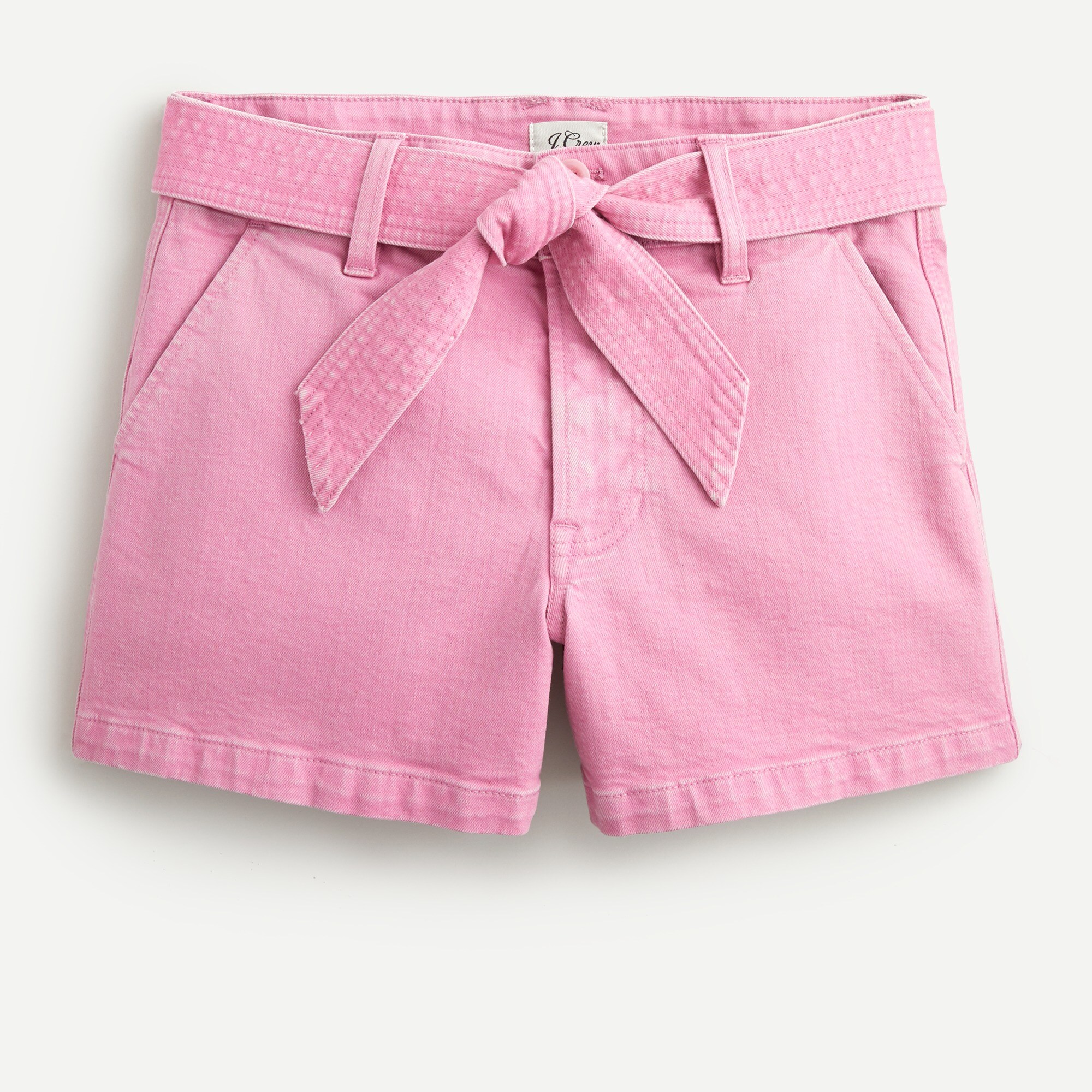Garment-dyed tie-waist short