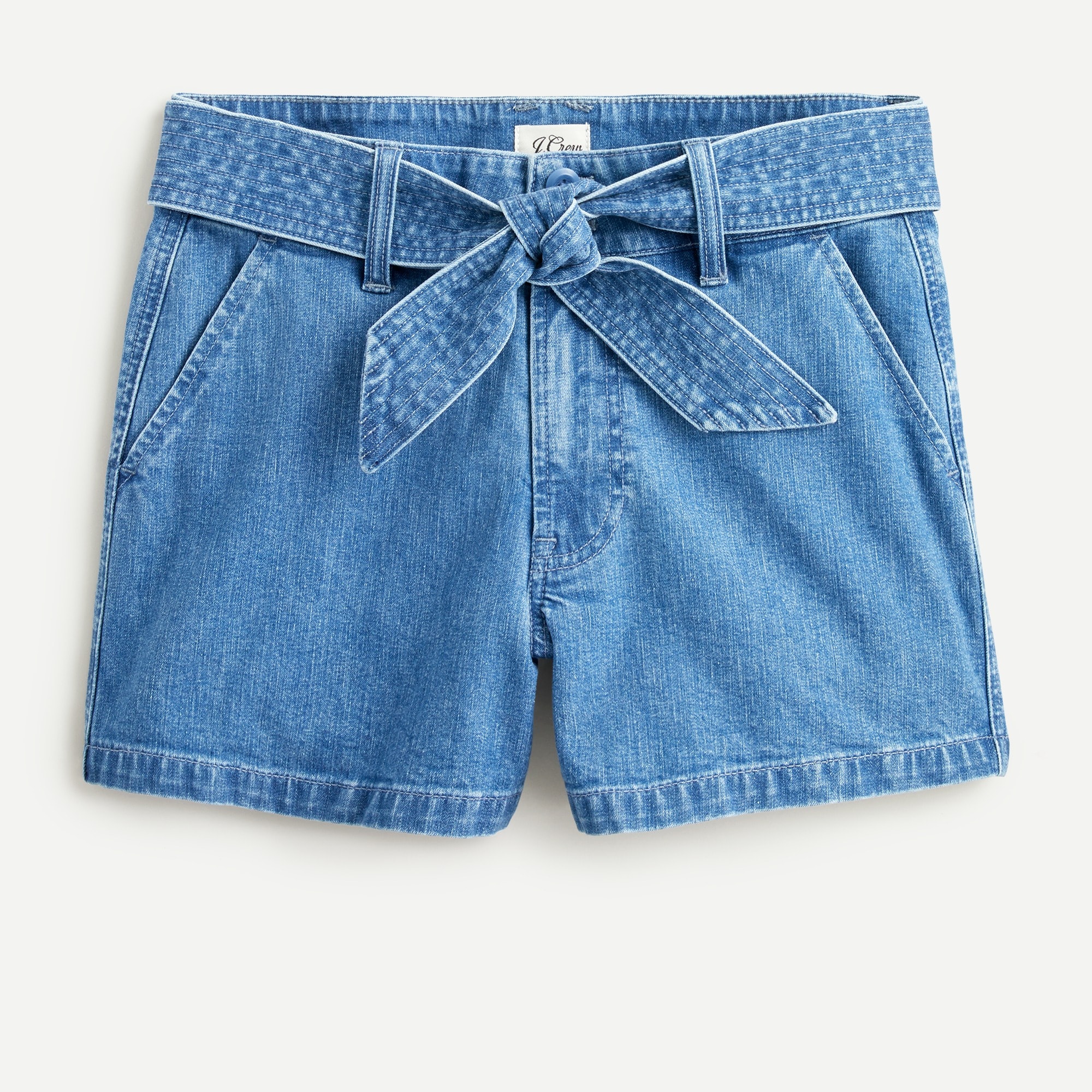 Denim tie-waist short