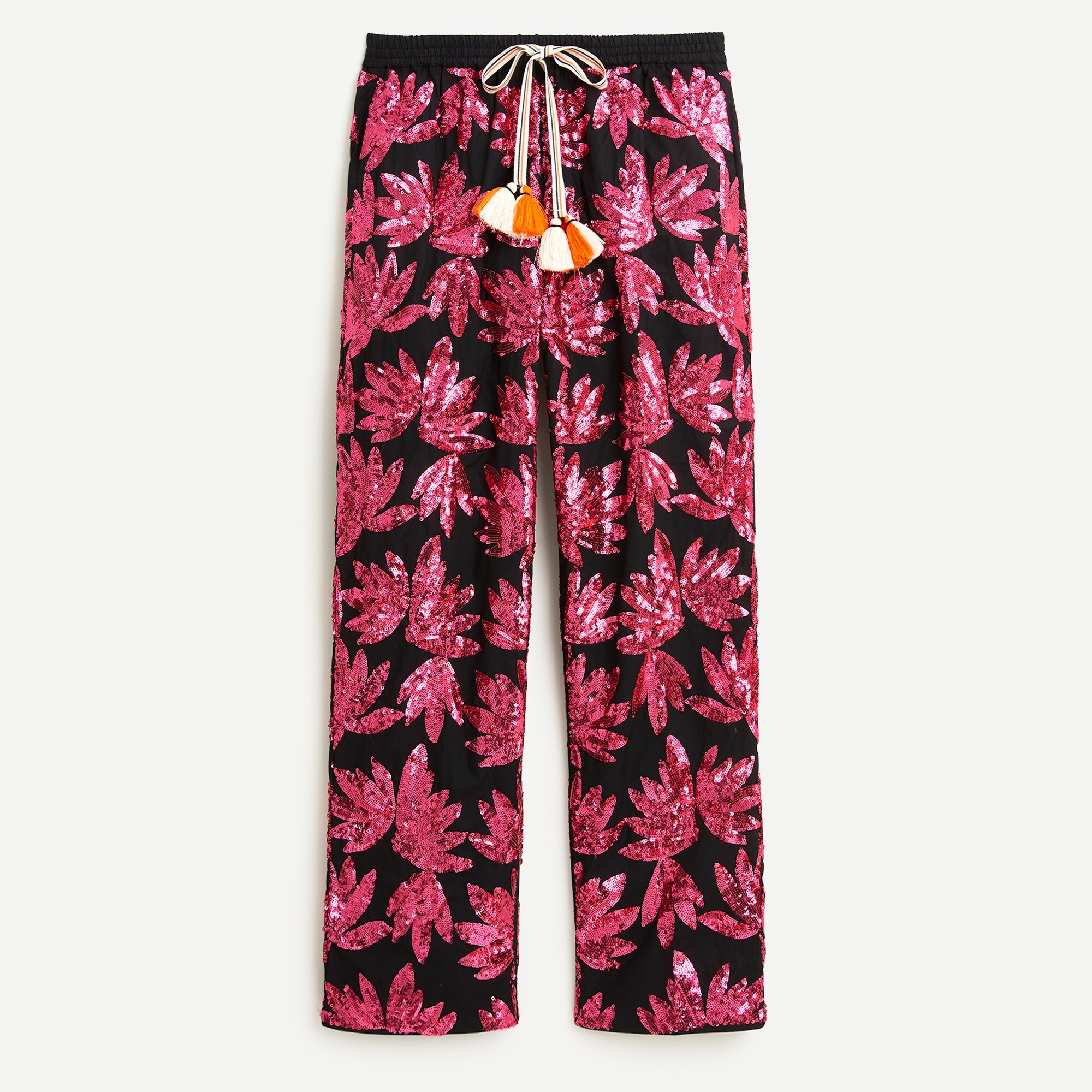 Collection high-rise cotton-poplin pant with sequins
