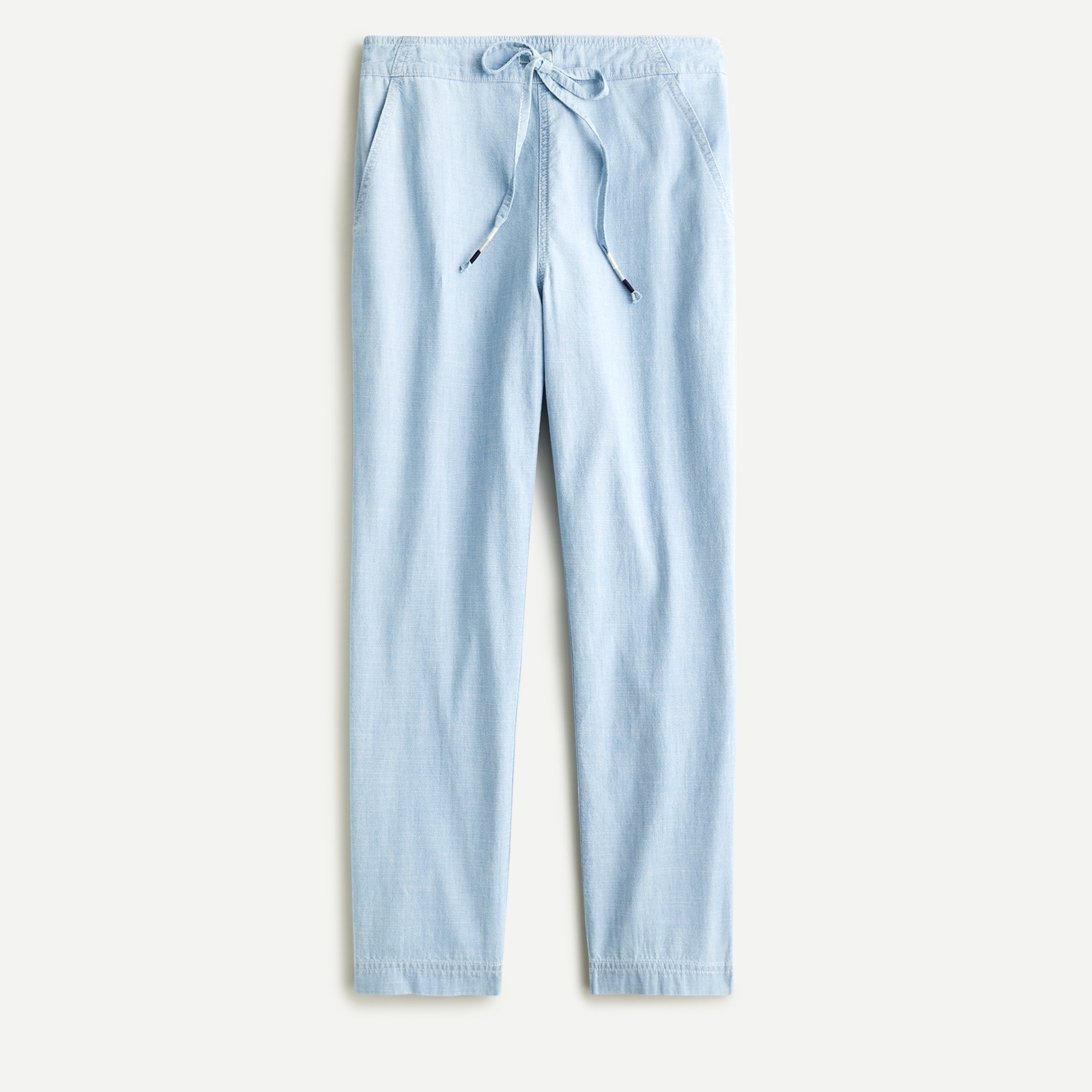 Tie-waist seaside pant in chambray