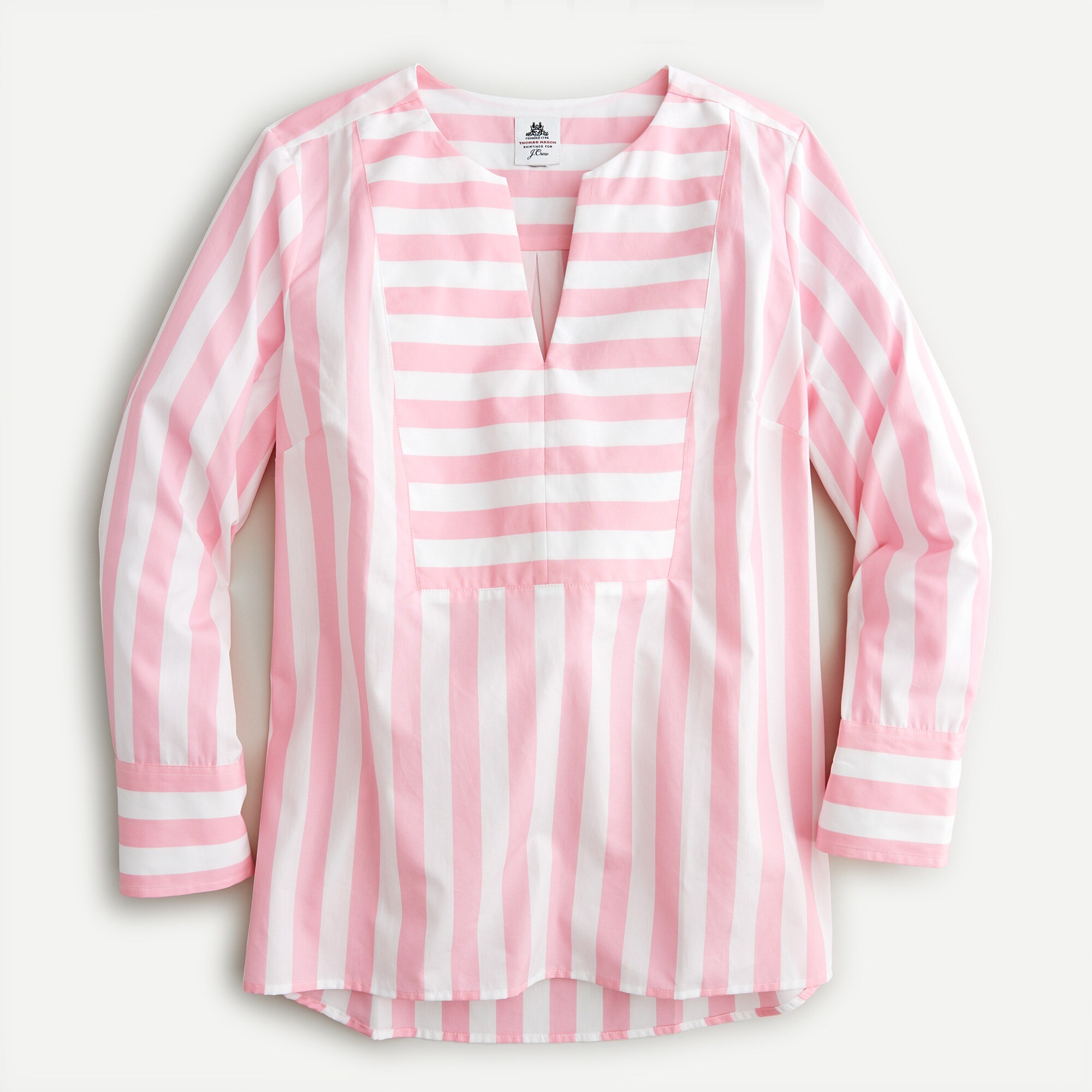 j.crew: thomas mason&reg; for j.crew cotton poplin classic popover in stripe for women, right side, view zoomed