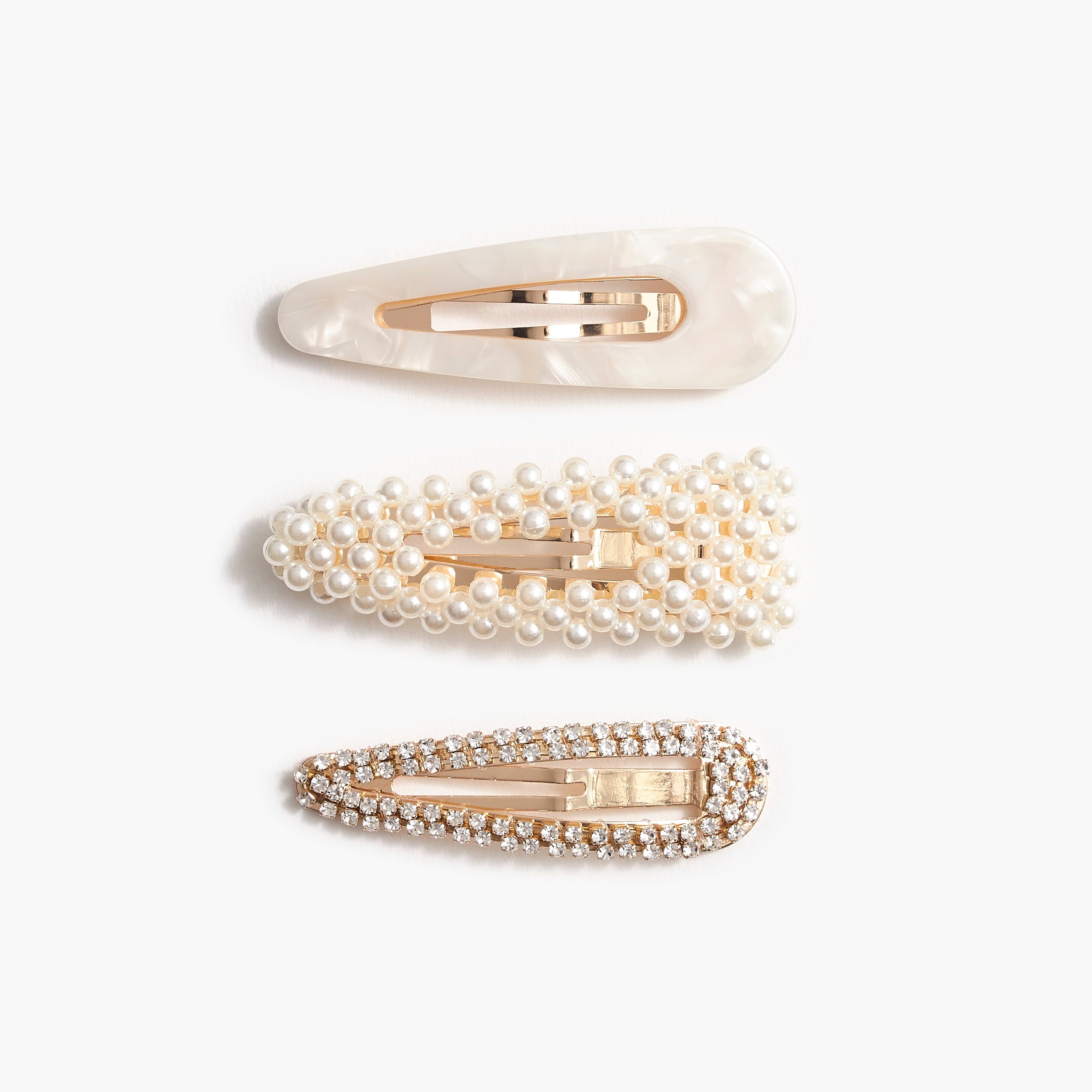 Pearl and crystal hair clip set