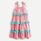 Girls' tiered ruffle dress in mixed gingham