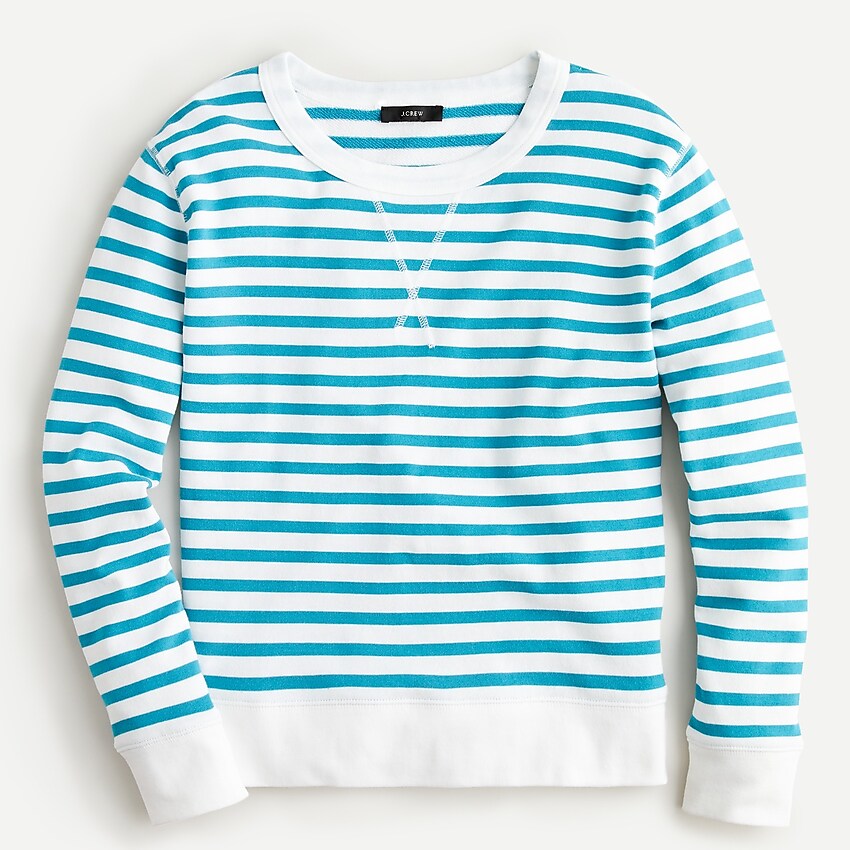 j.crew: striped boyfriend sweatshirt in magic rinse cotton for women, right side, view zoomed