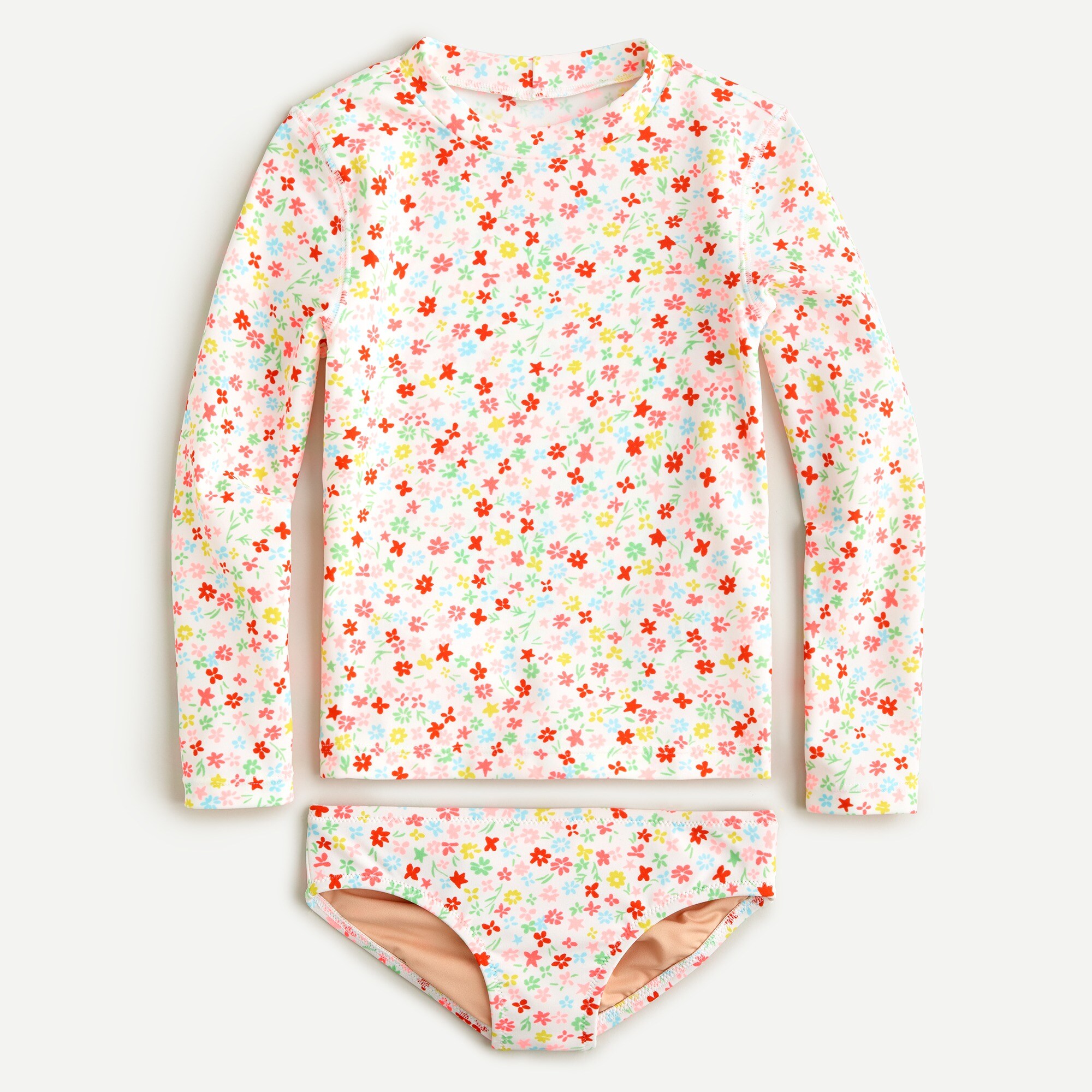 Girls' rash guard set in floral