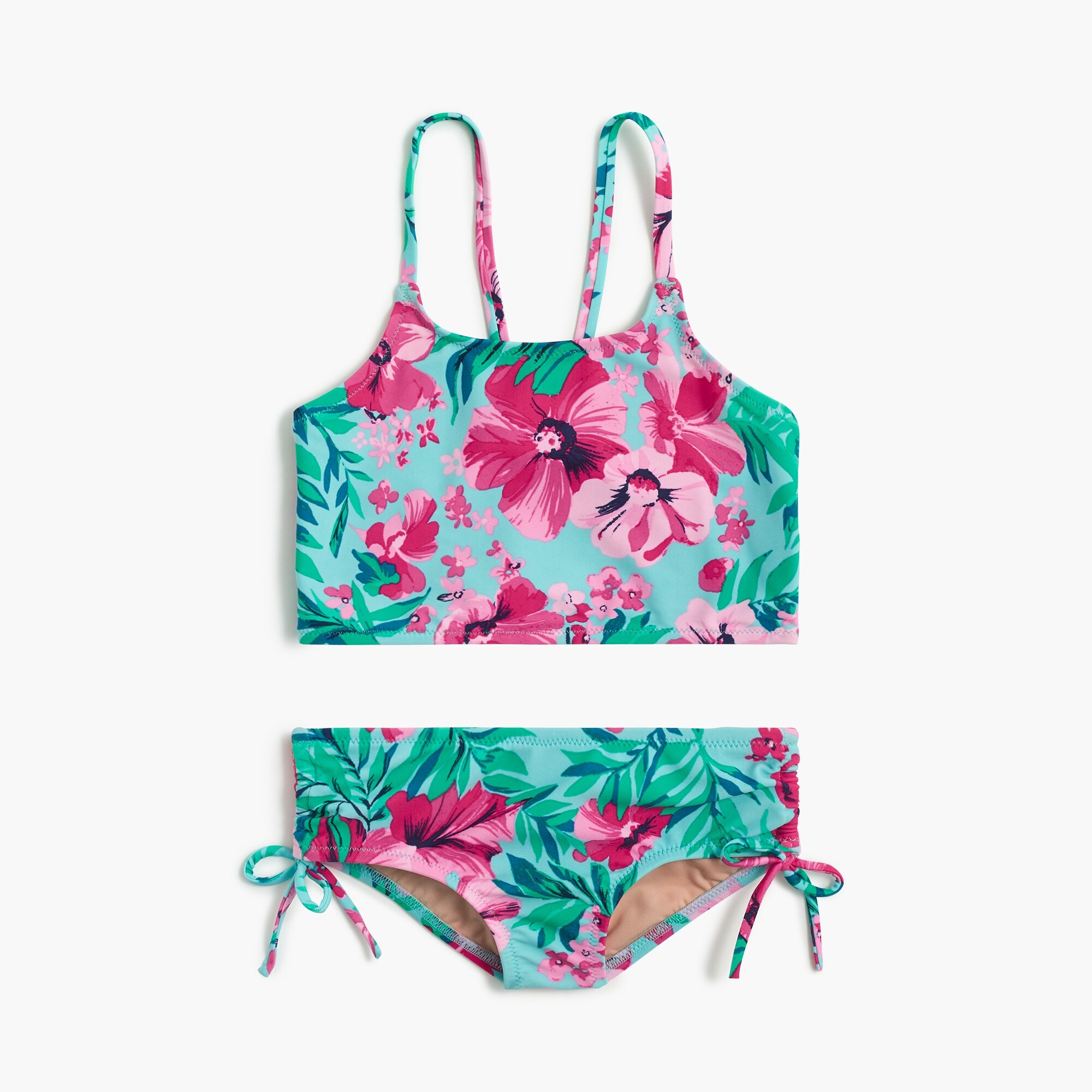 girls' tankini  set in hawaiian print for girls
