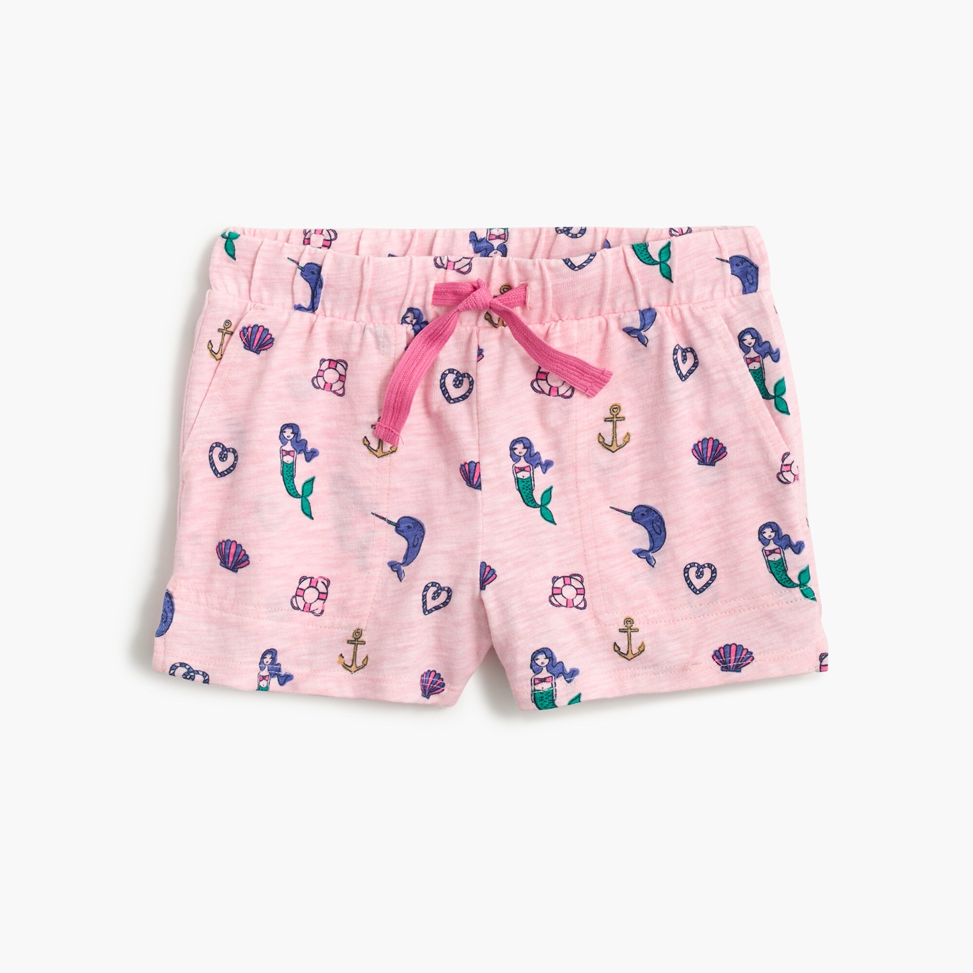 Girls' mermaid-print cotton short