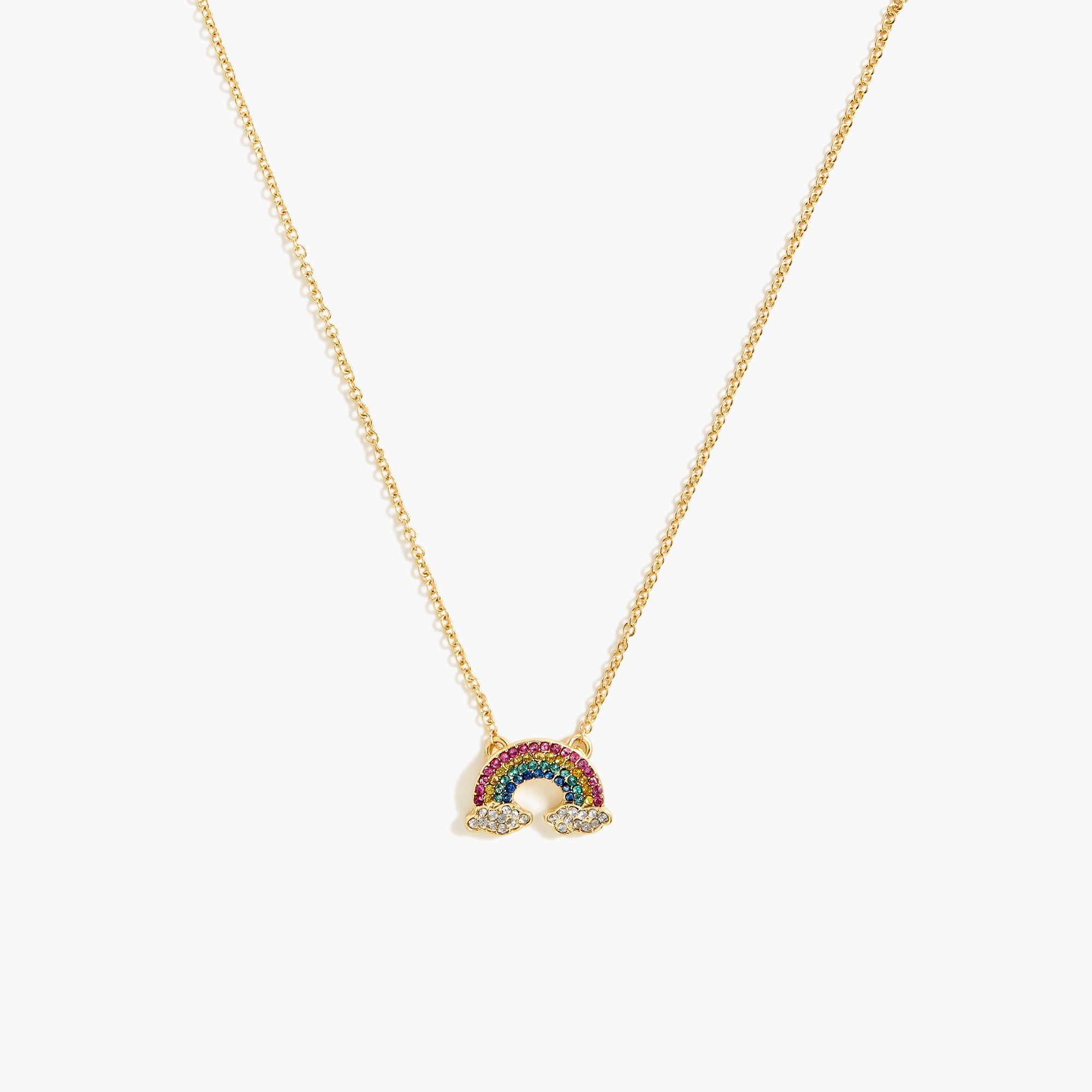 girls' rainbow pavé pendant necklace for girls