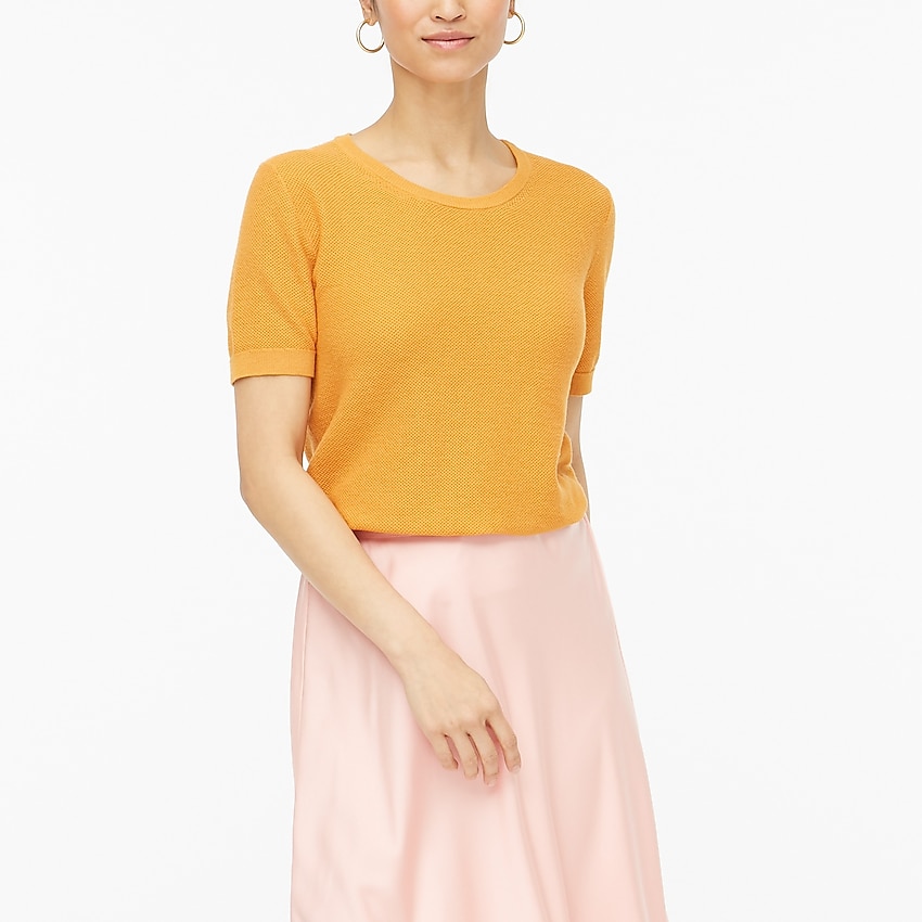 j.crew factory: short-sleeve textured sweater for women, right side, view zoomed