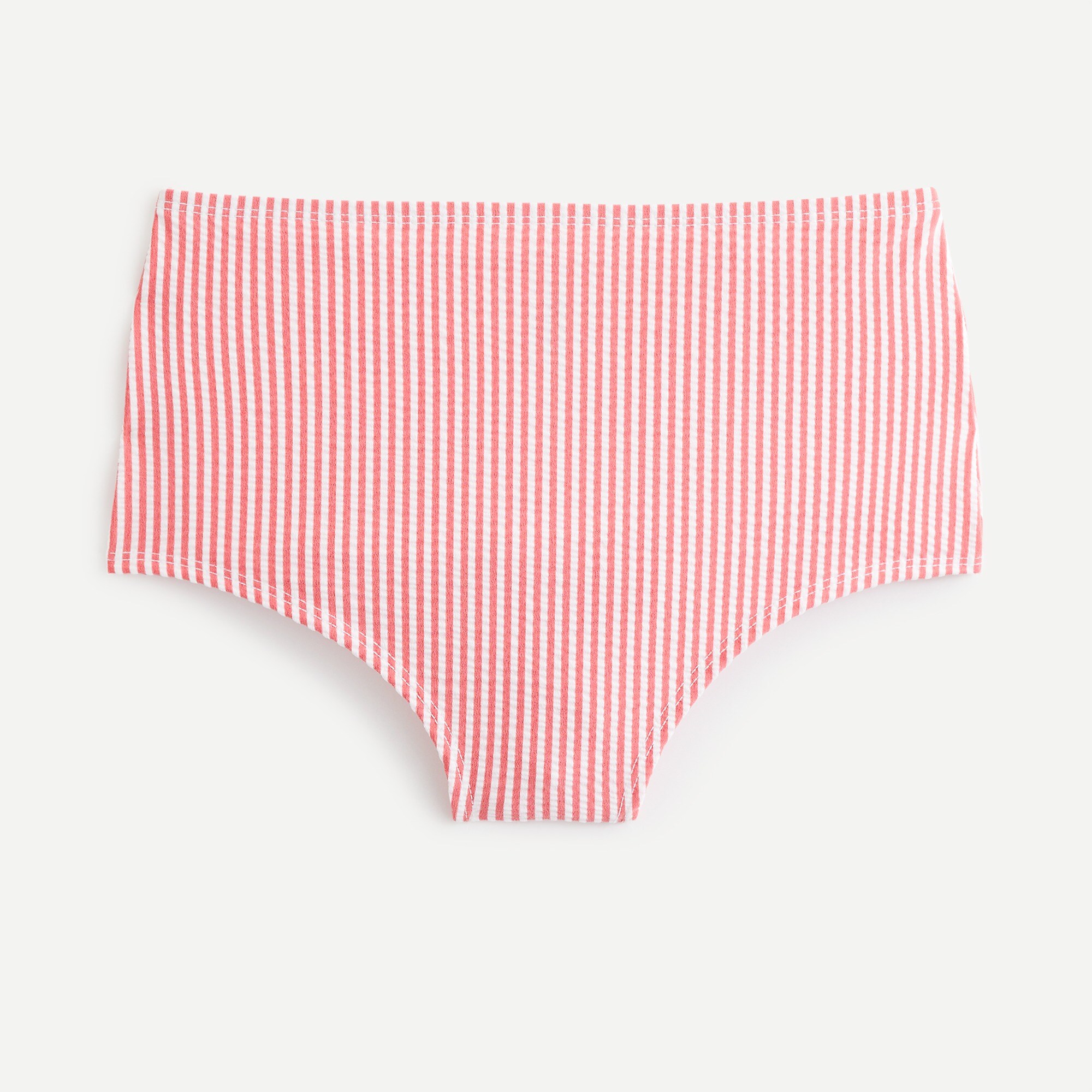 High-waisted bikini bottom in seersucker