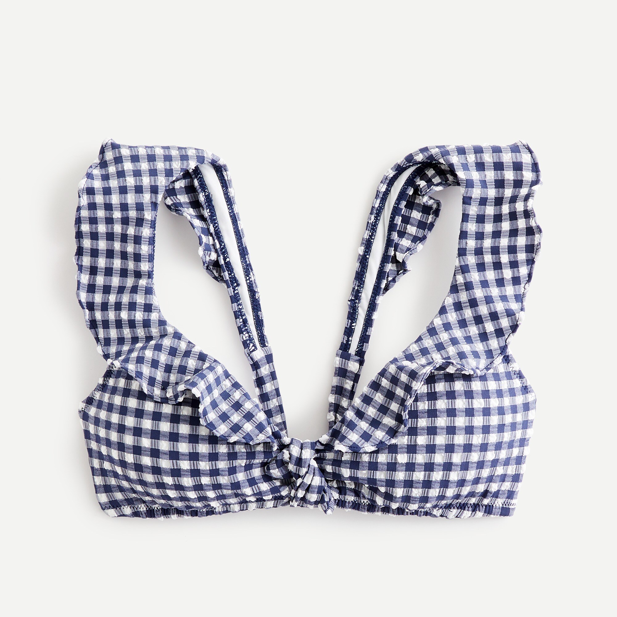 Gingham ruffle bikini top