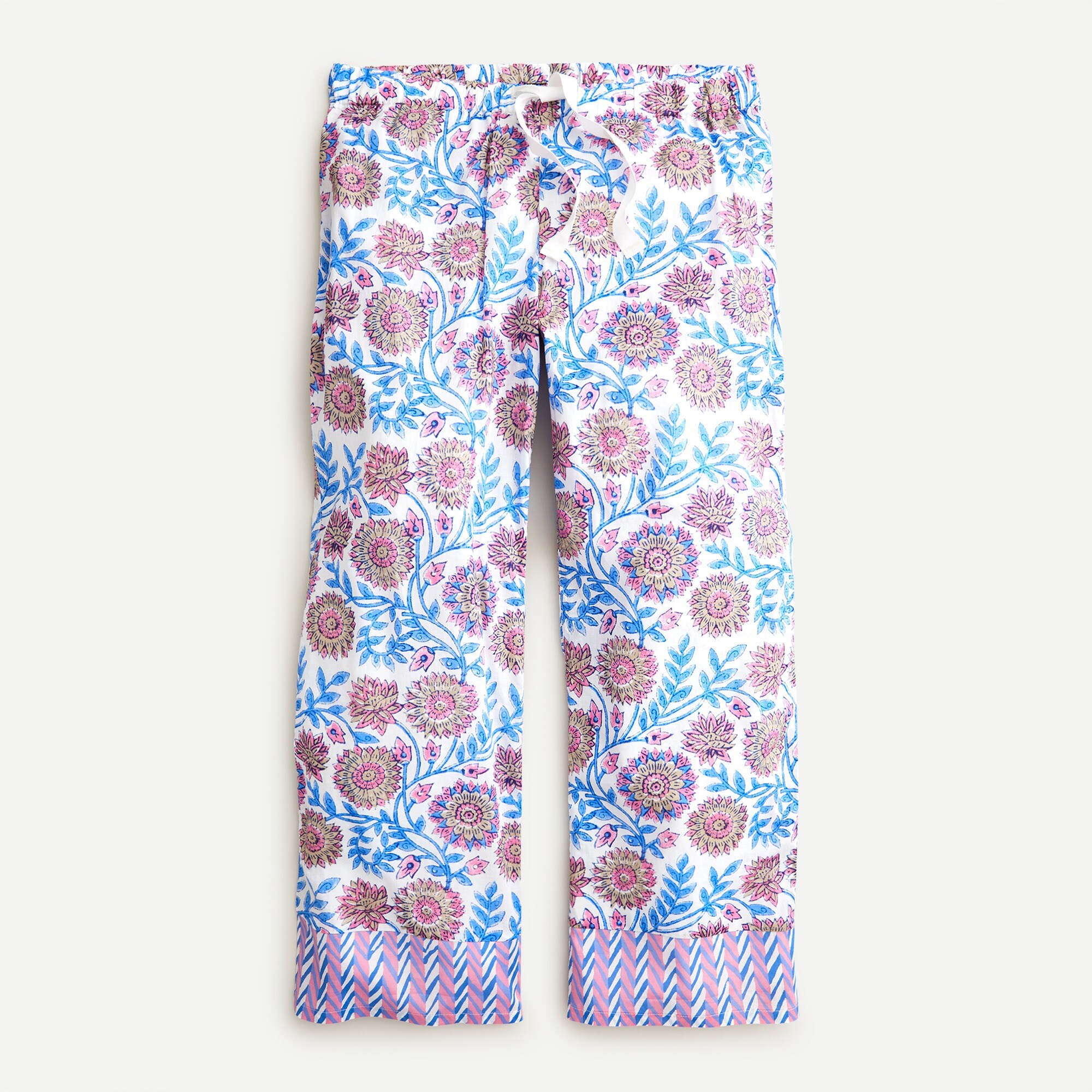 Cropped pajama pant in floral vine block print