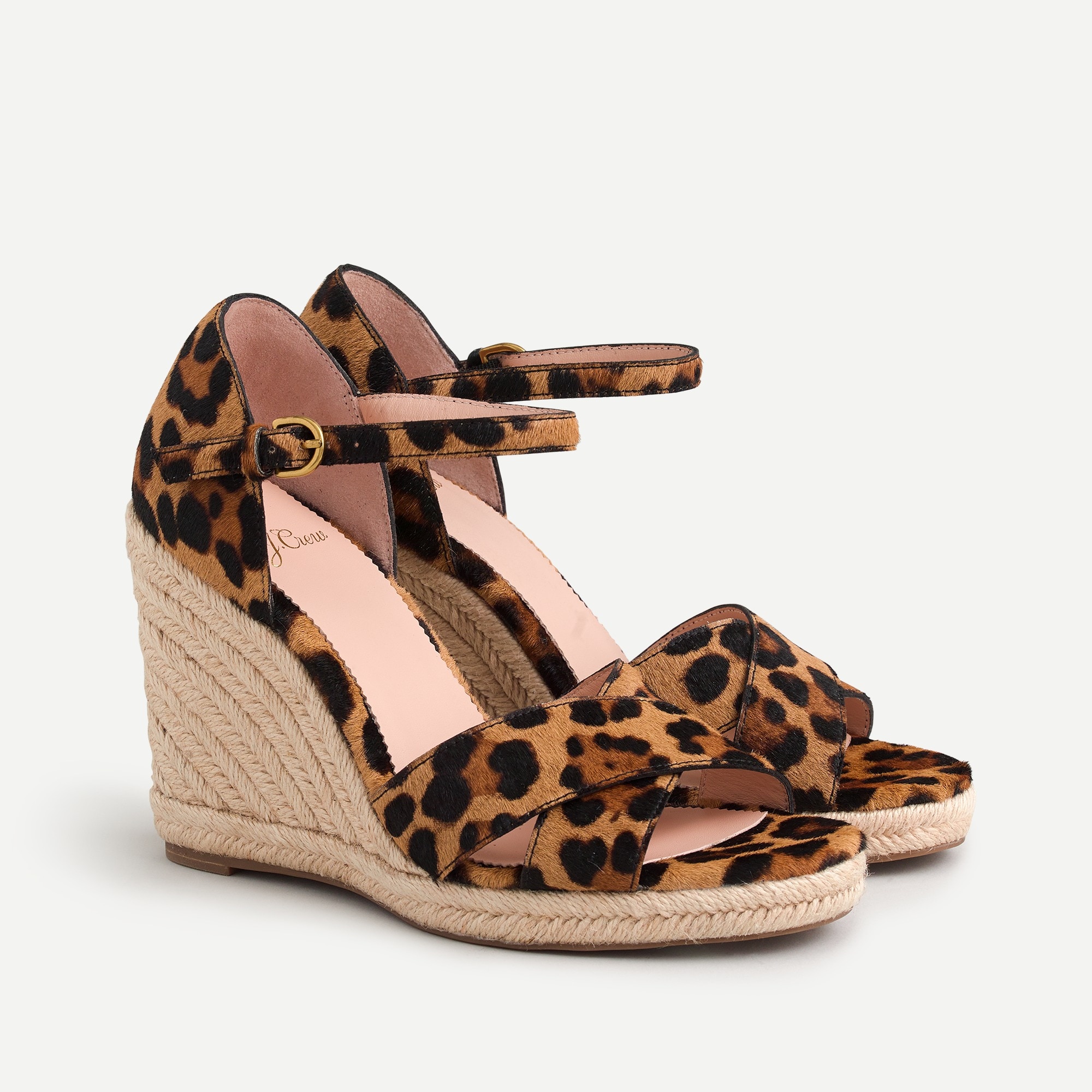 J.Crew Jute Wedge Sandals In Leopard Calf Hair For Women