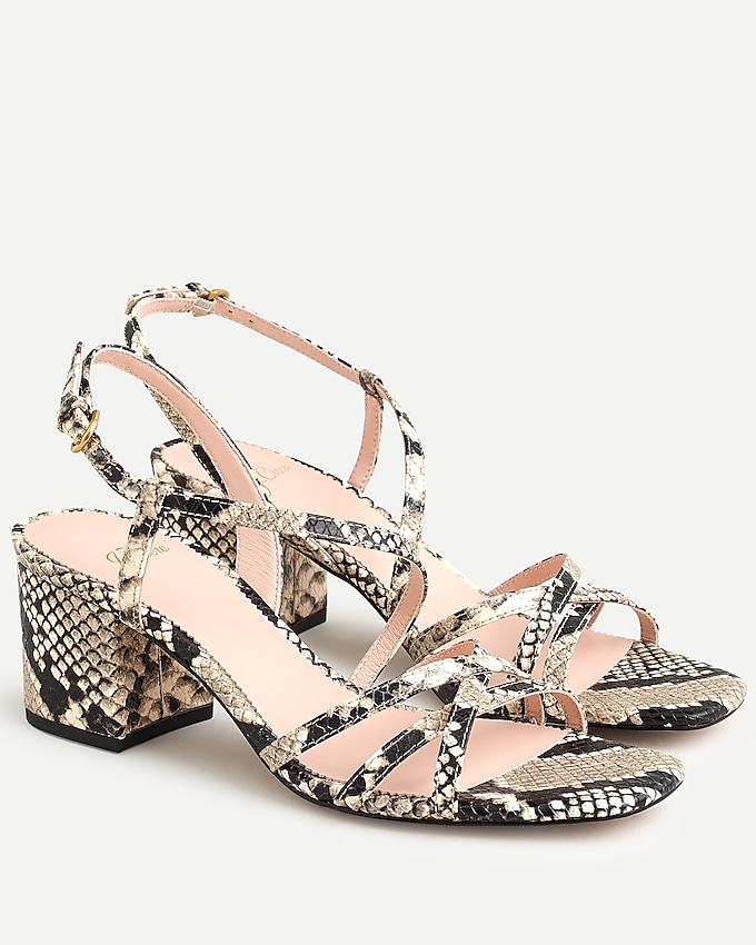 j.crew: odette strappy sandals in snake-embossed leather for women, right side, view zoomed