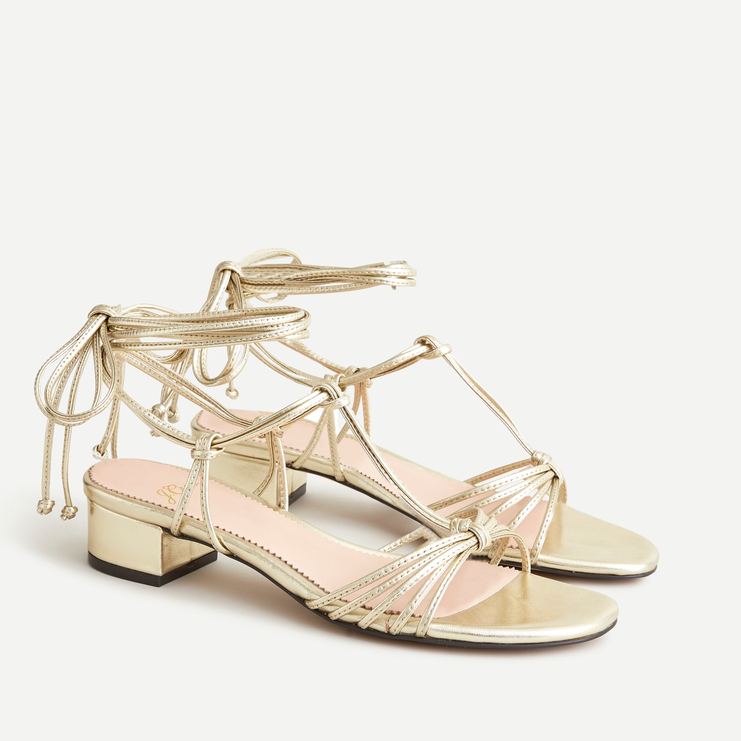 metallic t strap sandals