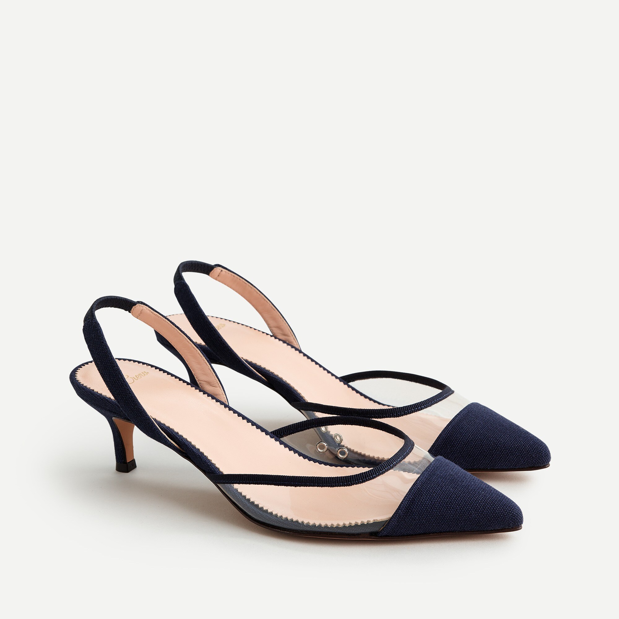 Sophia kitten heel slingbacks with transparent panels