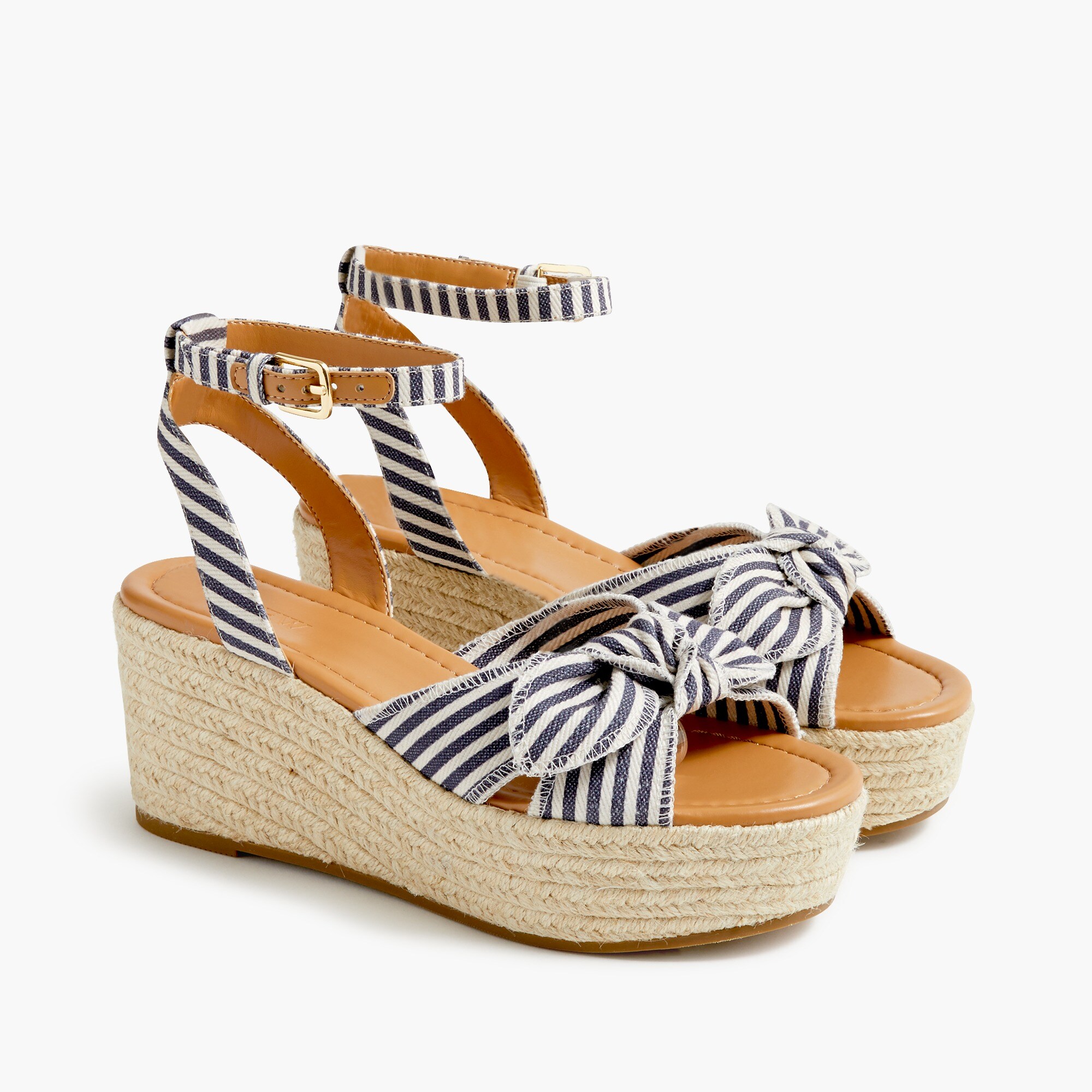 canvas bow flatform espadrilles for women