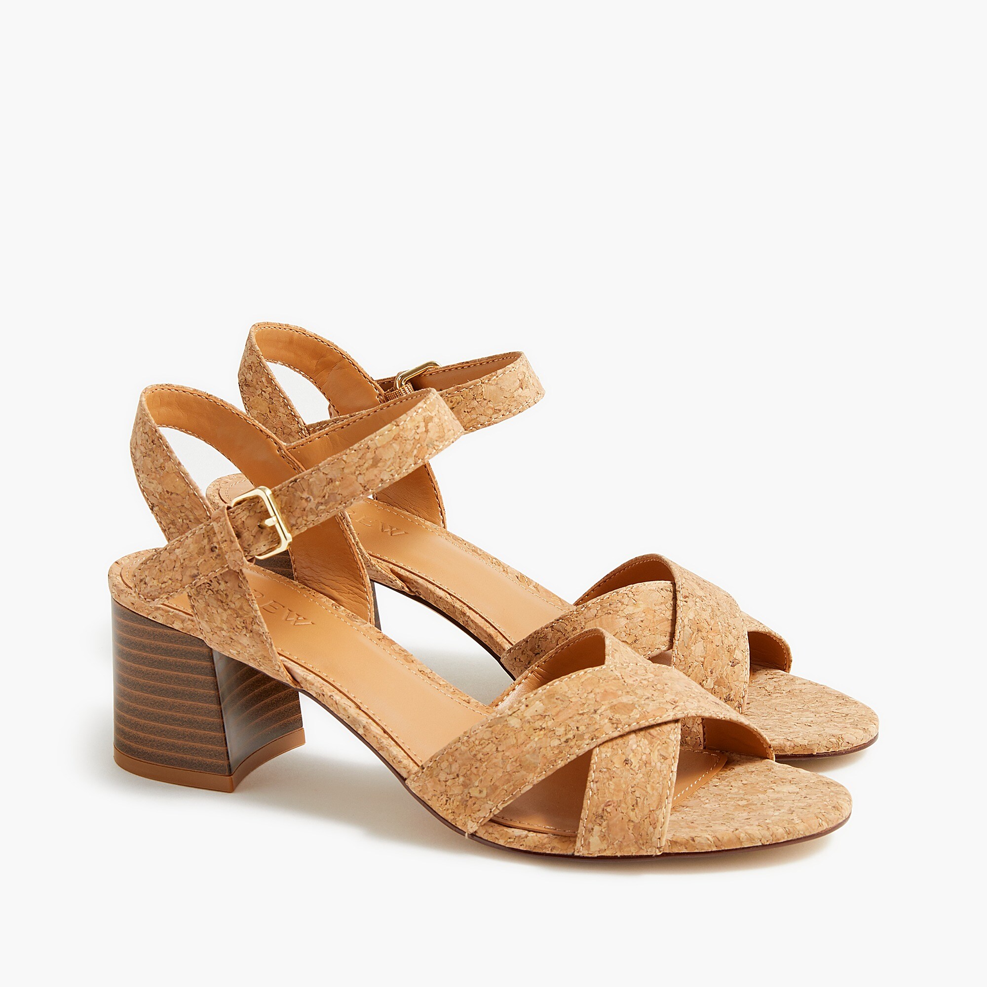 cork high heel sandals