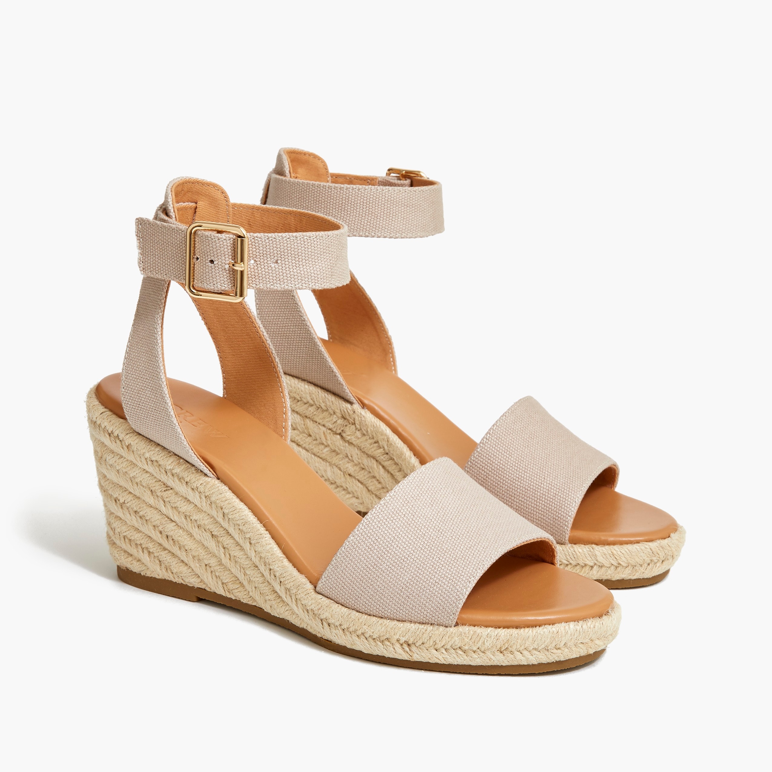 white canvas wedges