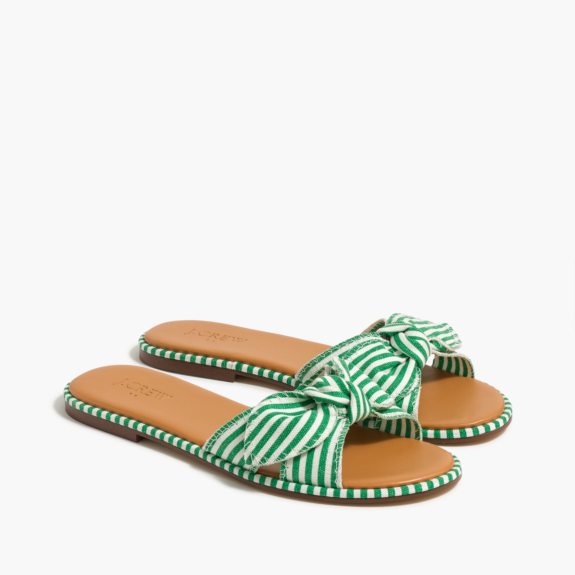 striped knot slide sandals for women