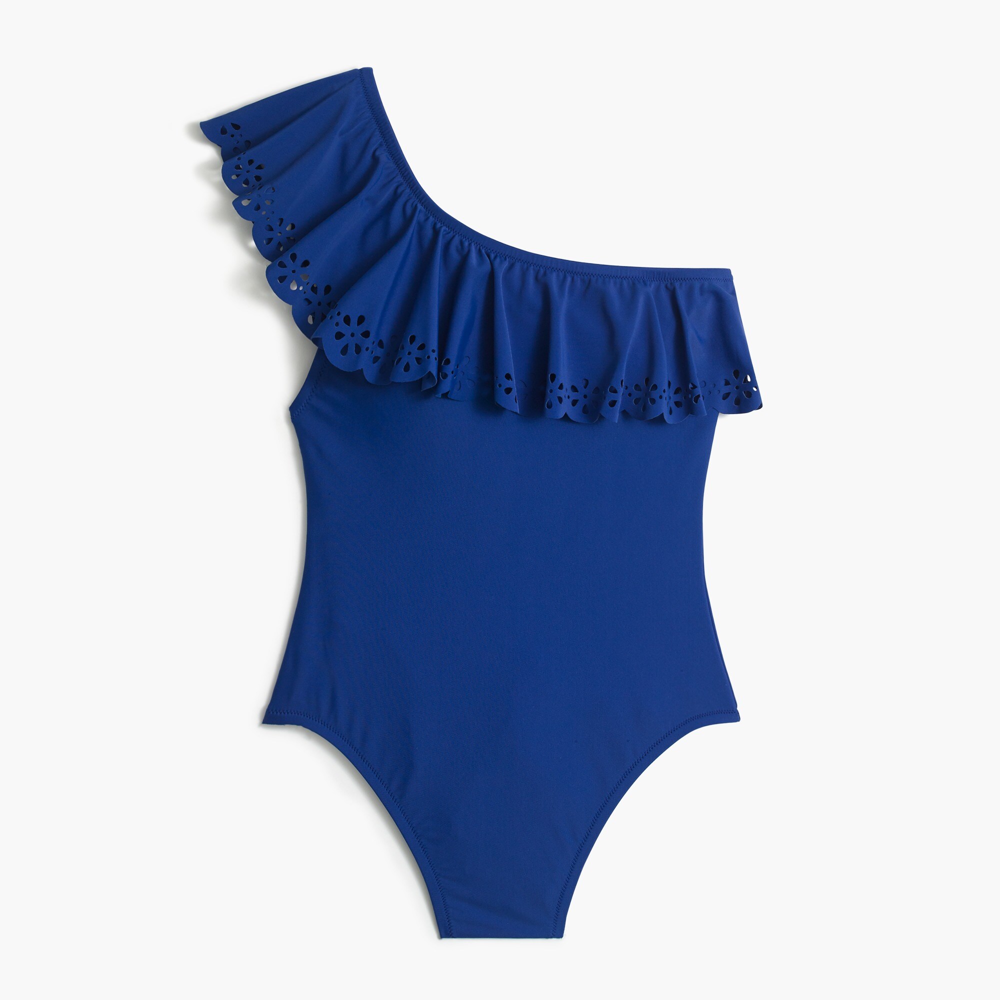 laser-cut ruffle one-shoulder one-piece swimsuit for women