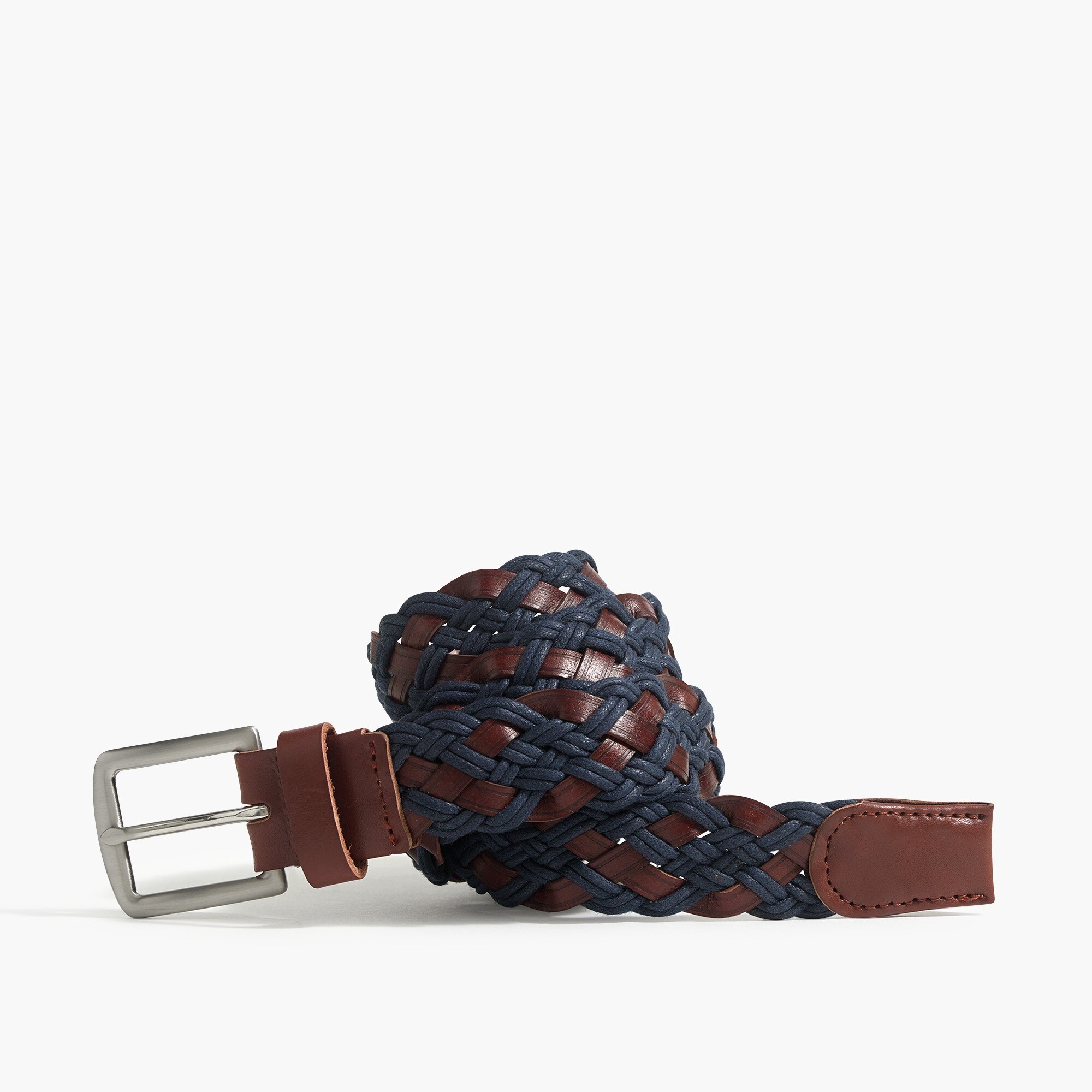 Two-tone braided vegan leather belt