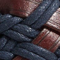 Two-tone braided vegan leather belt NAVY BROWN factory: two-tone braided vegan leather belt for men