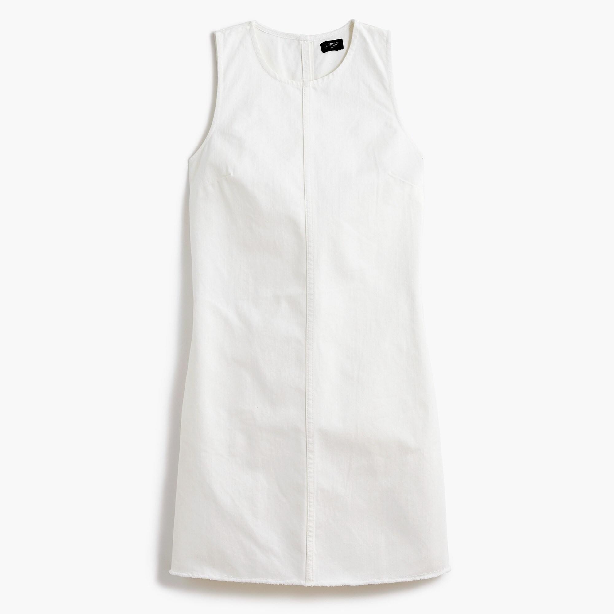 denim shift dress in white wash for women
