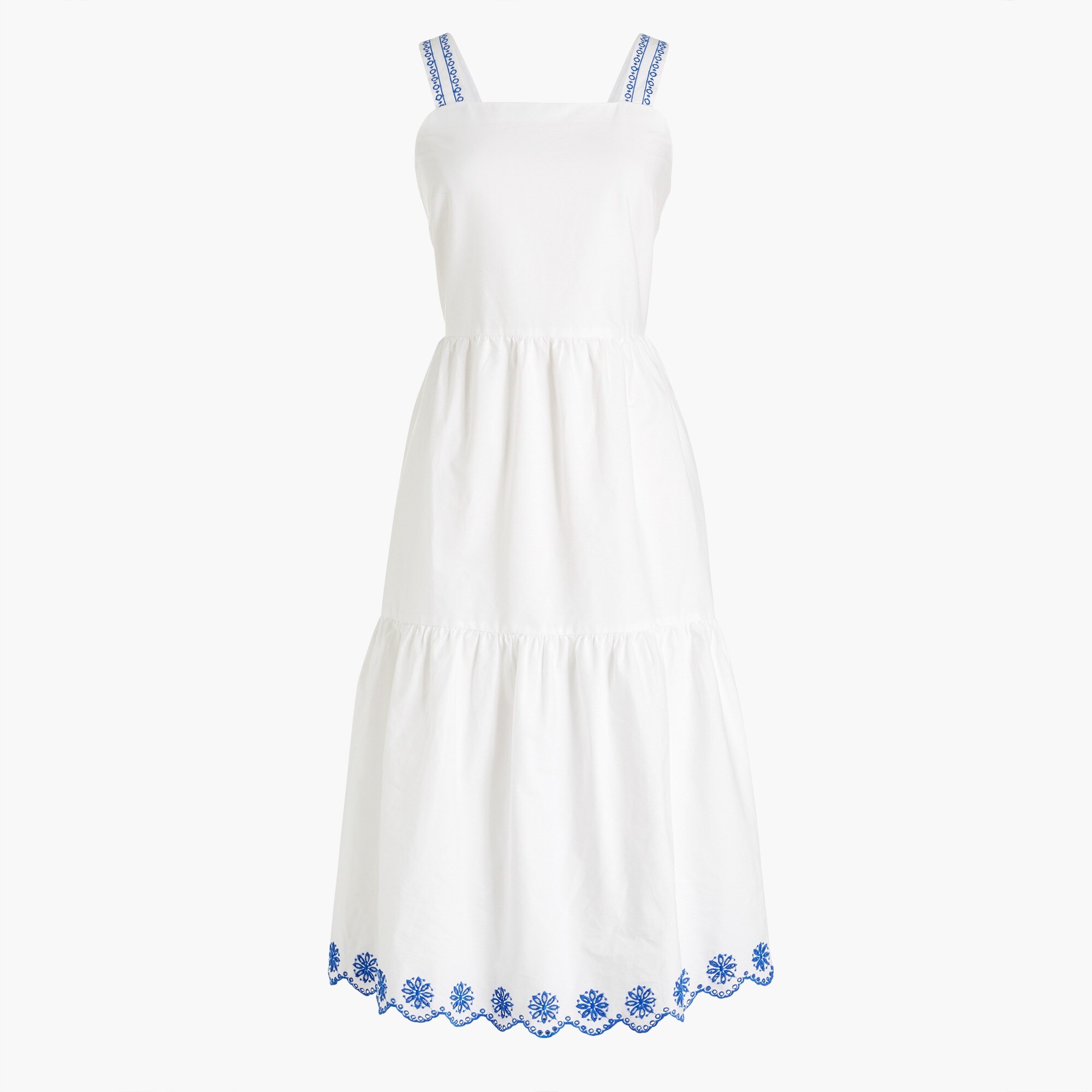 embroidered scalloped tiered dress for women