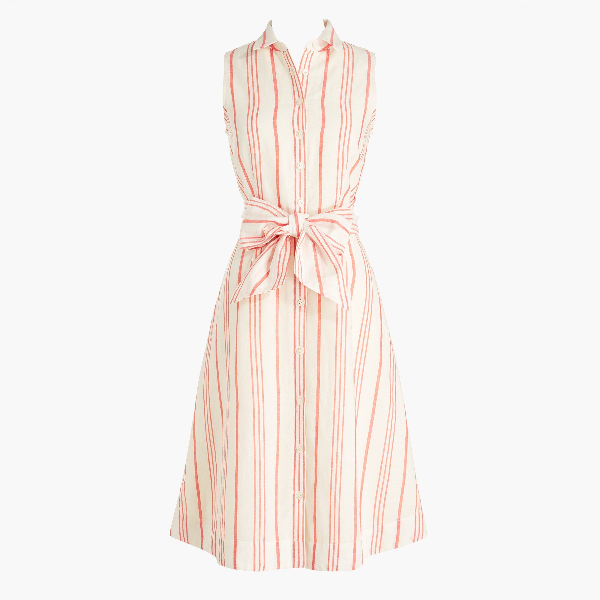 sleeveless tie-waist shirt-dress for women