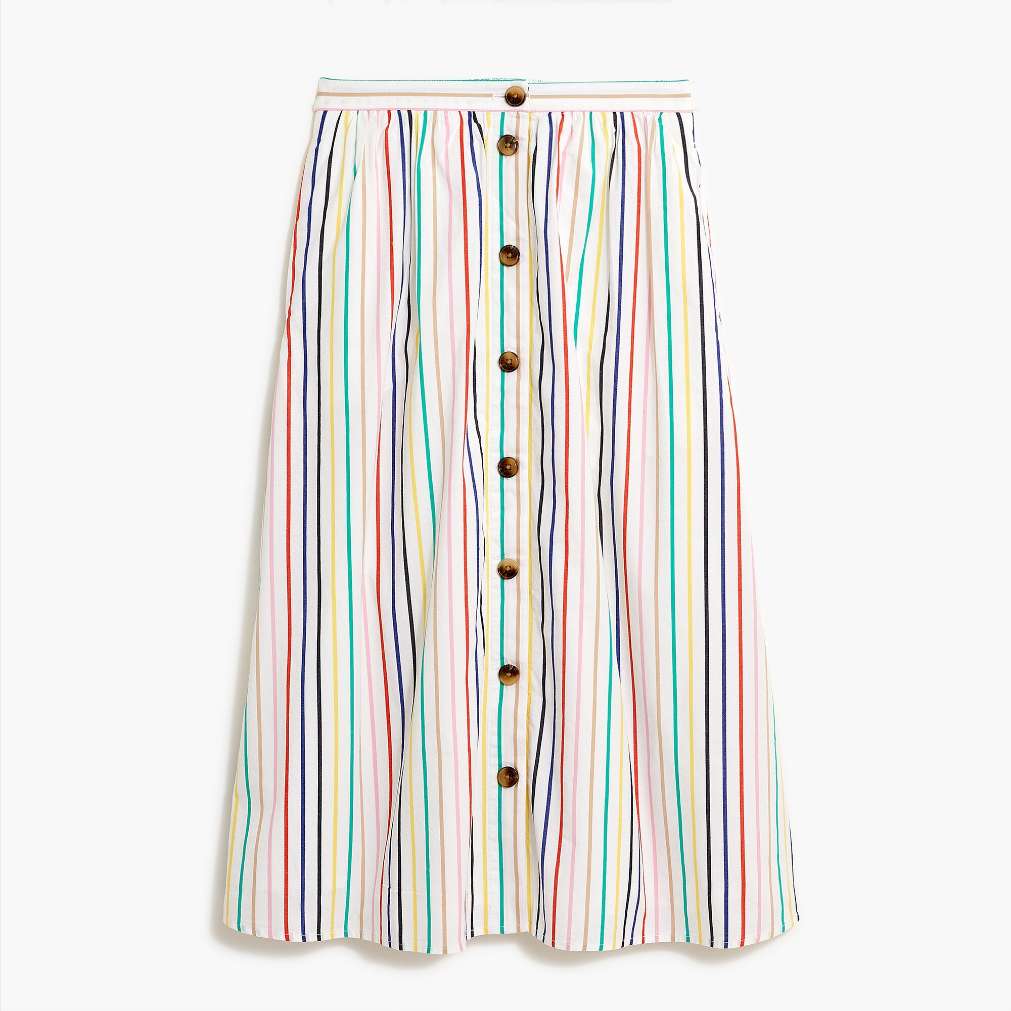 button poplin midi skirt for women