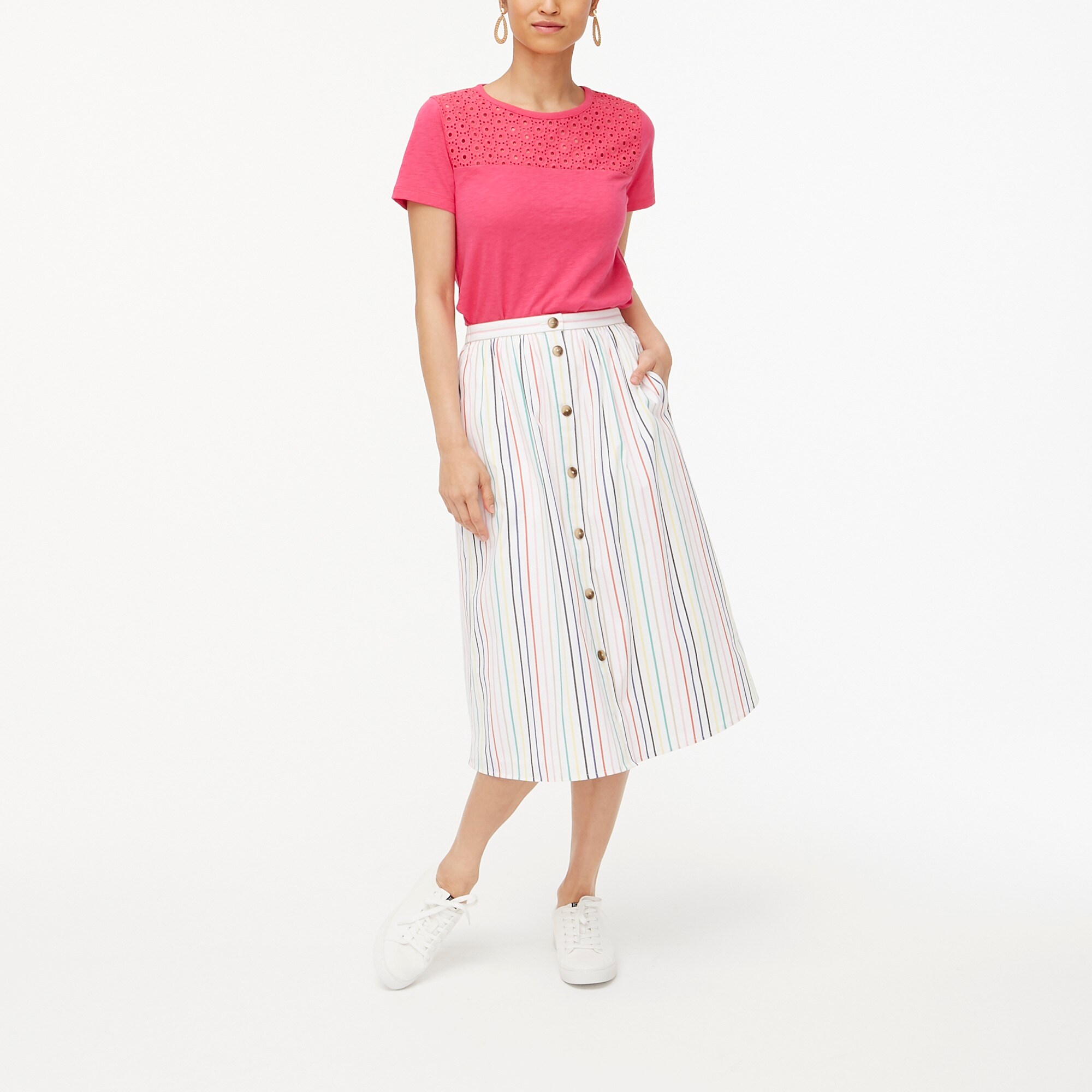 j crew white midi skirt