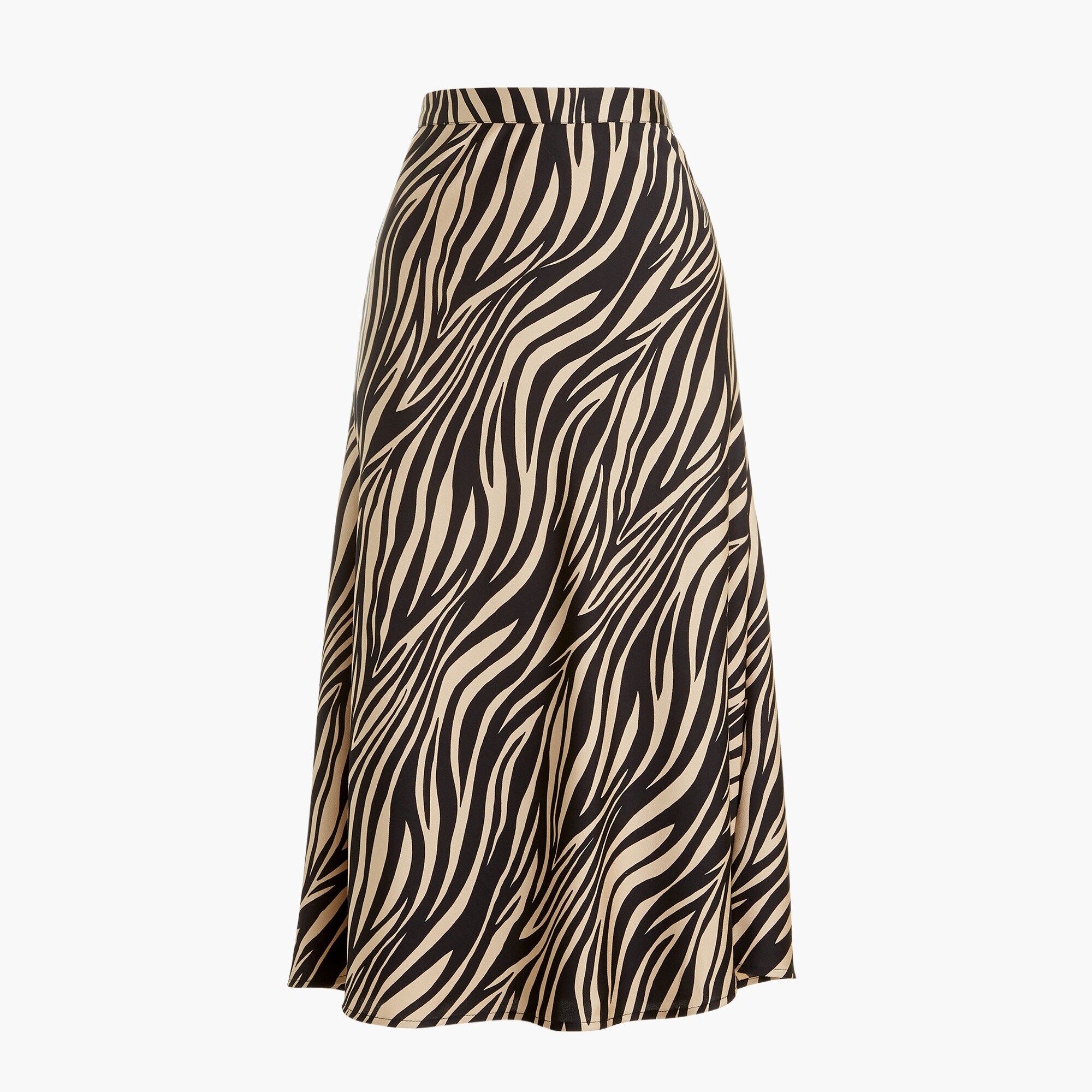 animal-print satin-back crepe a-line midi skirt for women