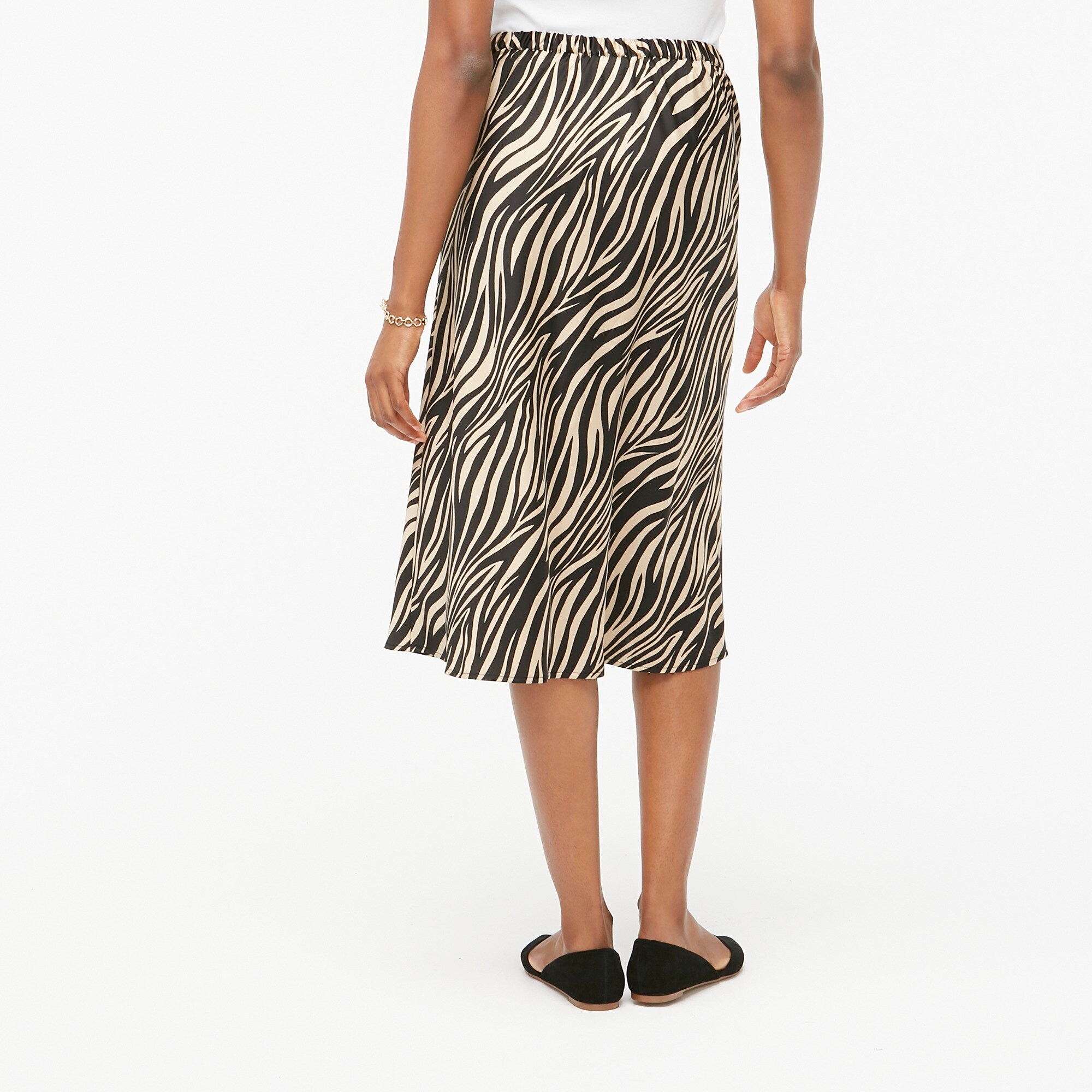 J.Crew Factory: Animal-print Satin-back Crepe A-line Midi Skirt For Women