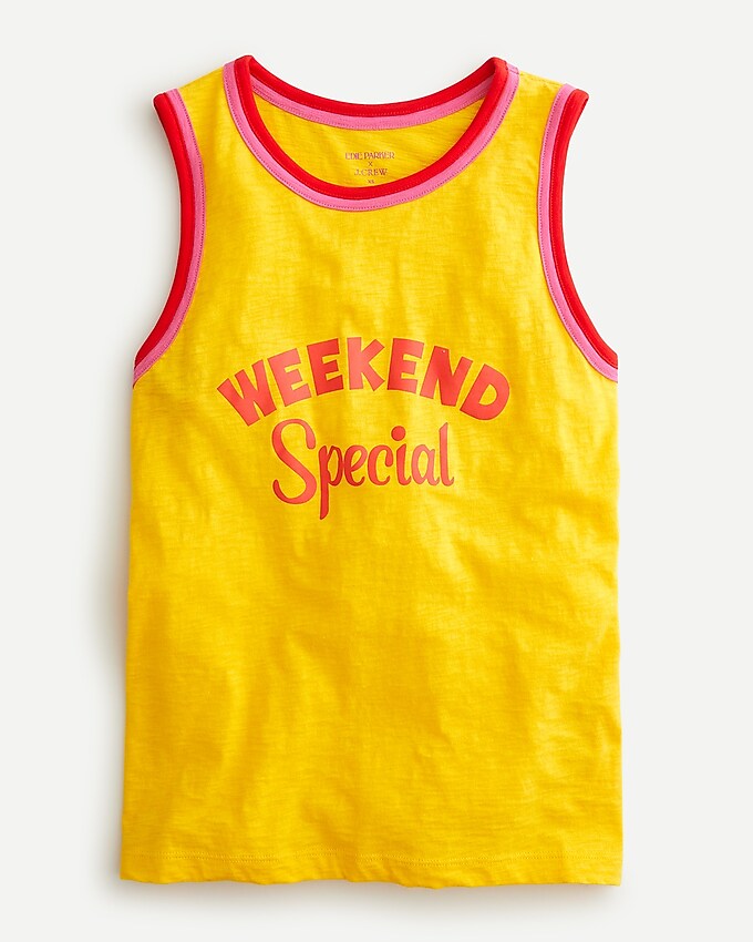 j.crew: edie parker® x j.crew "weekend special" strawberry tank in vintage cotton for women, right side, view zoomed