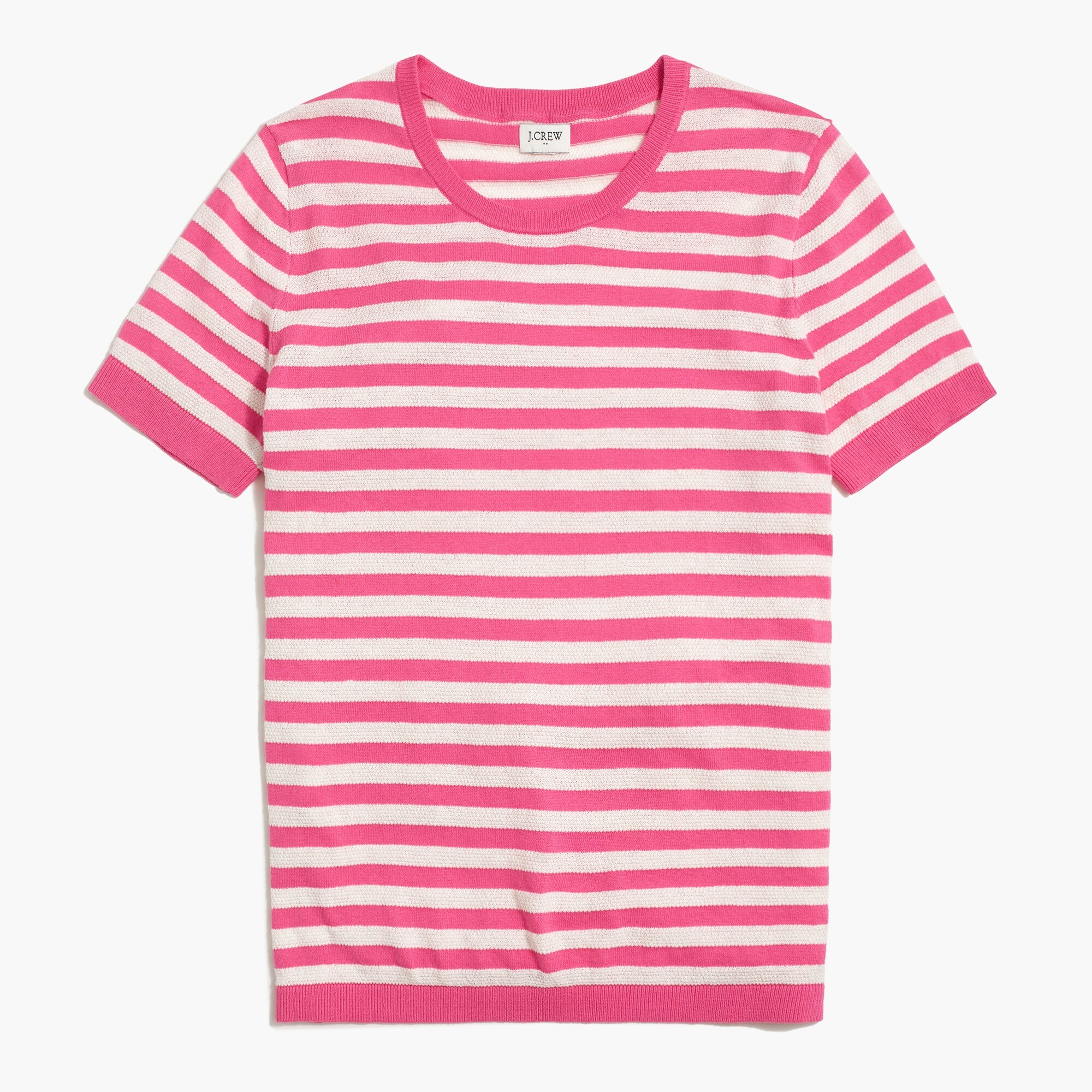 Short-sleeve striped textured sweater
