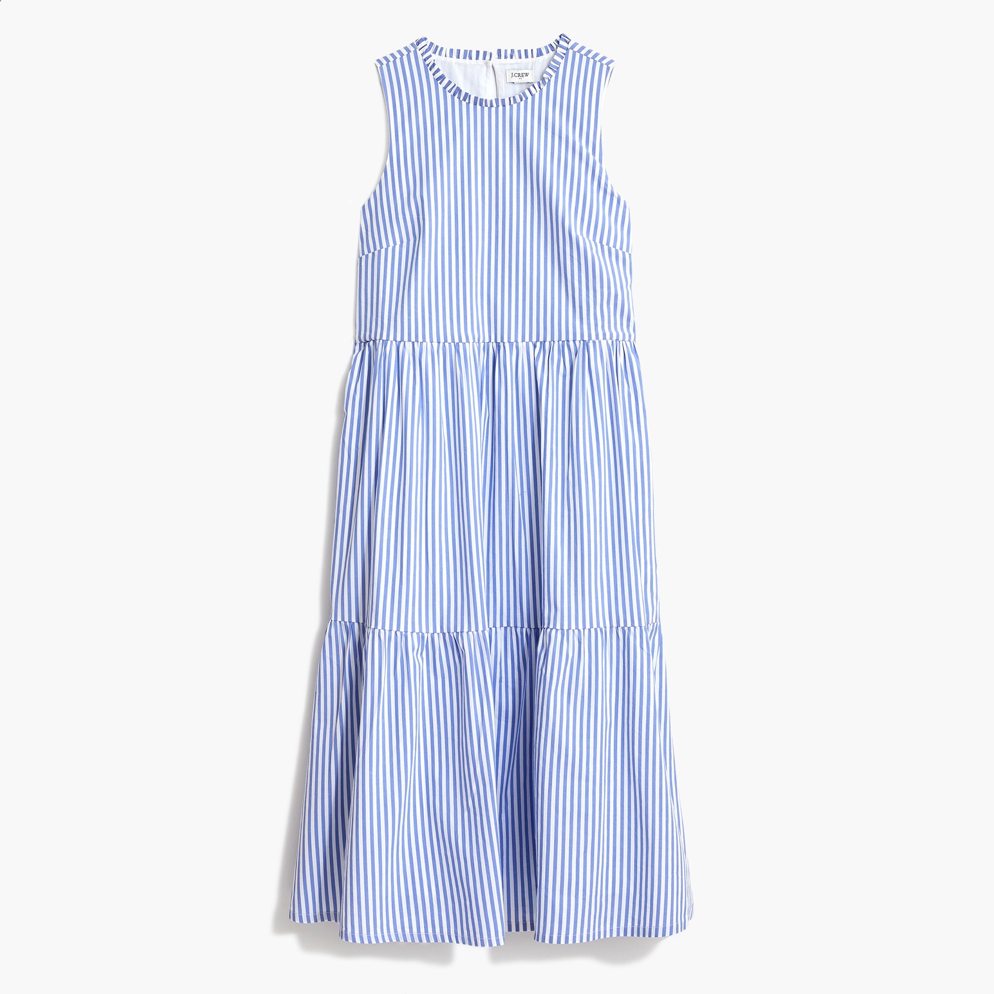 sleeveless tiered midi dress in cotton poplin for women