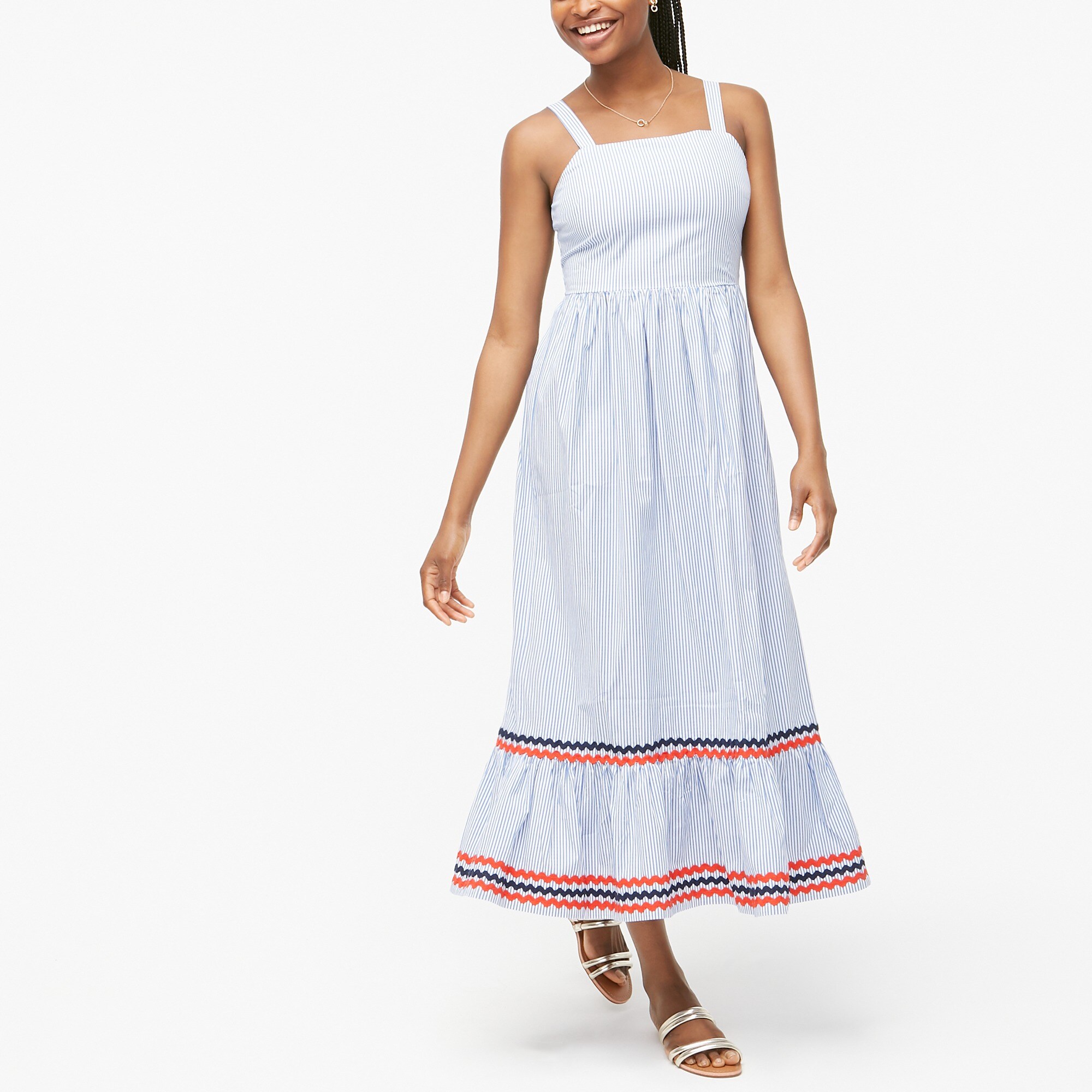 j crew blue and white maxi dress