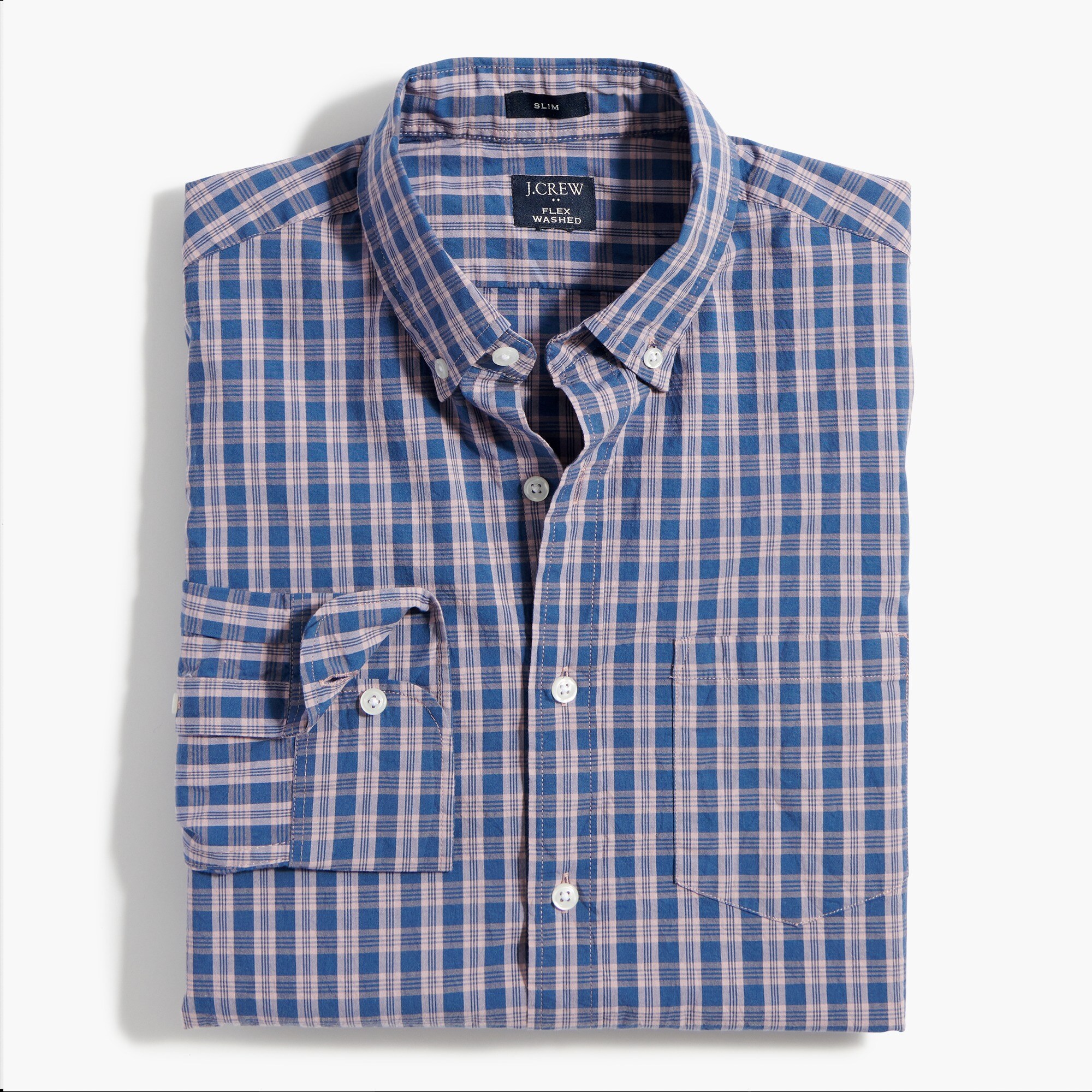 Plaid slim flex casual shirt