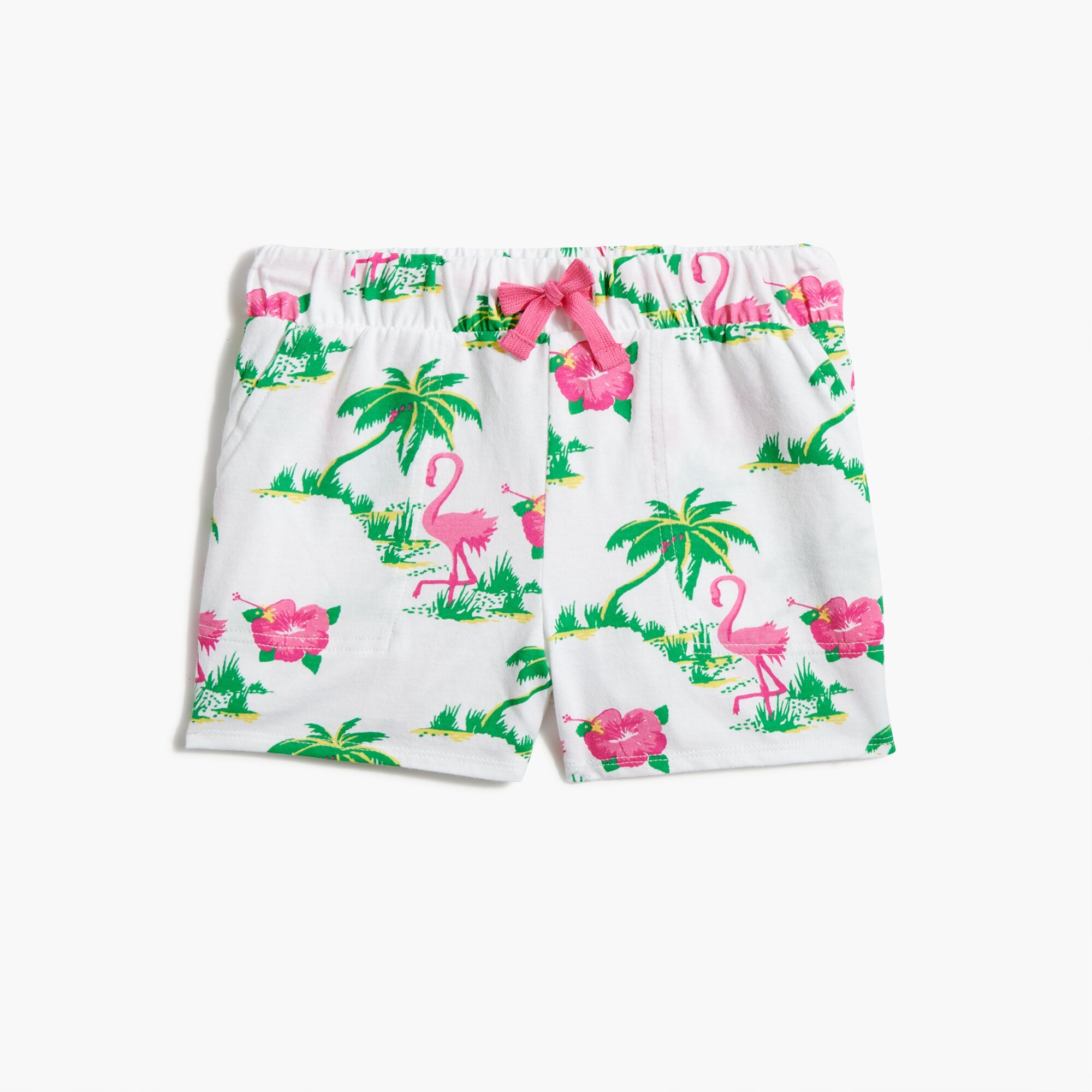 Girls' flamingo palm print short
