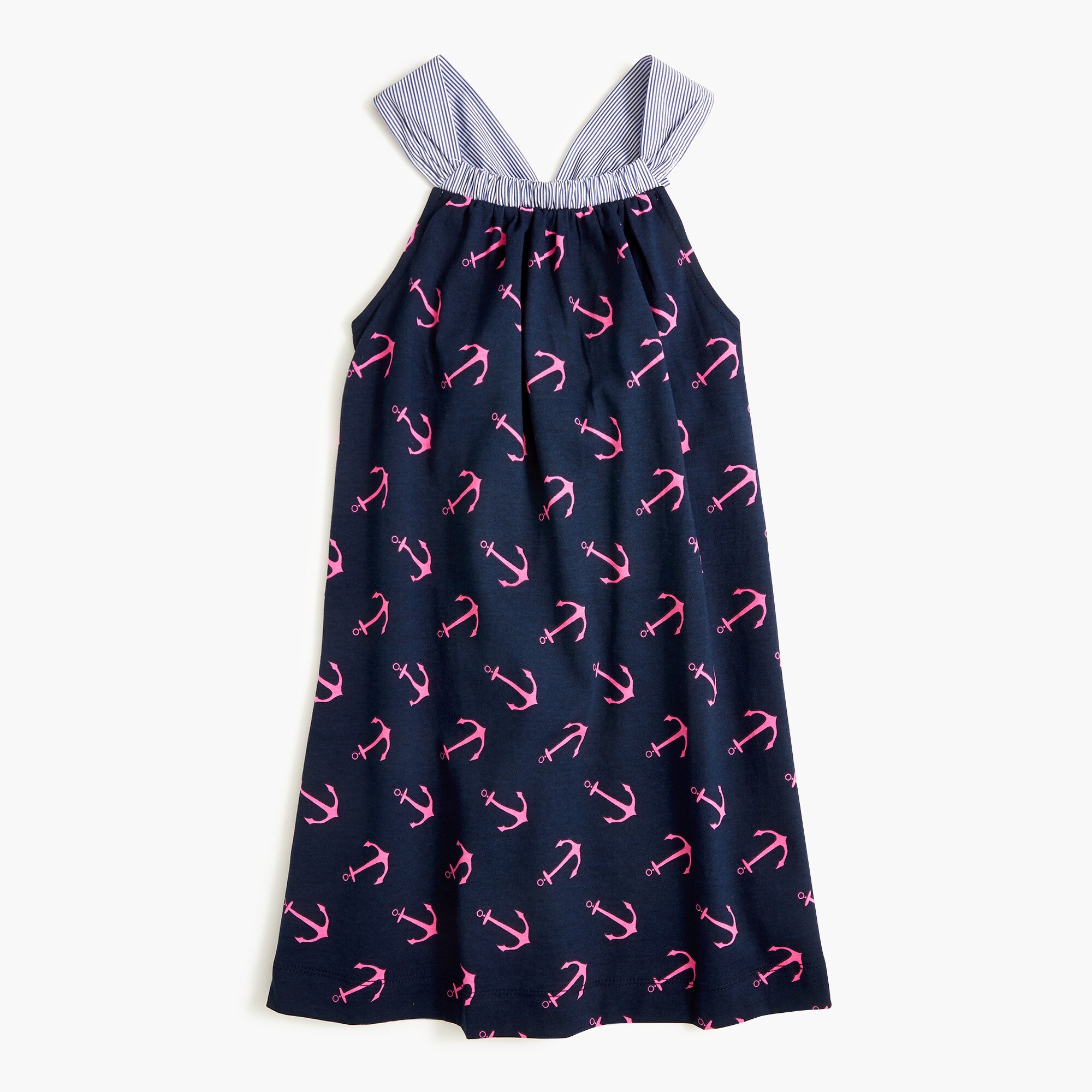 Girls' anchor bow-back dress