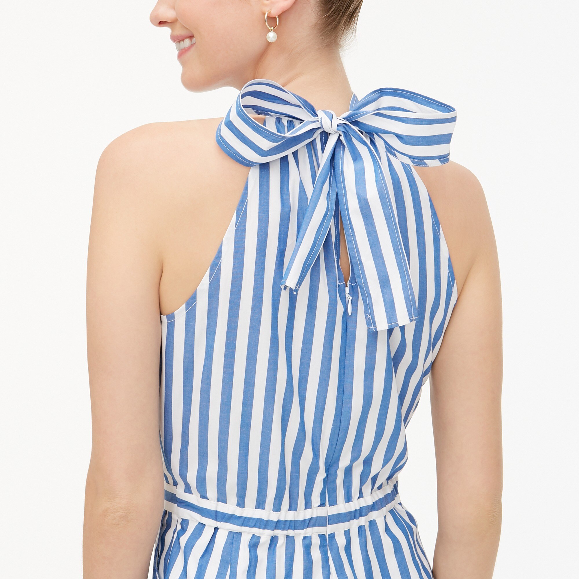 j crew stripe halter wide leg jumpsuit