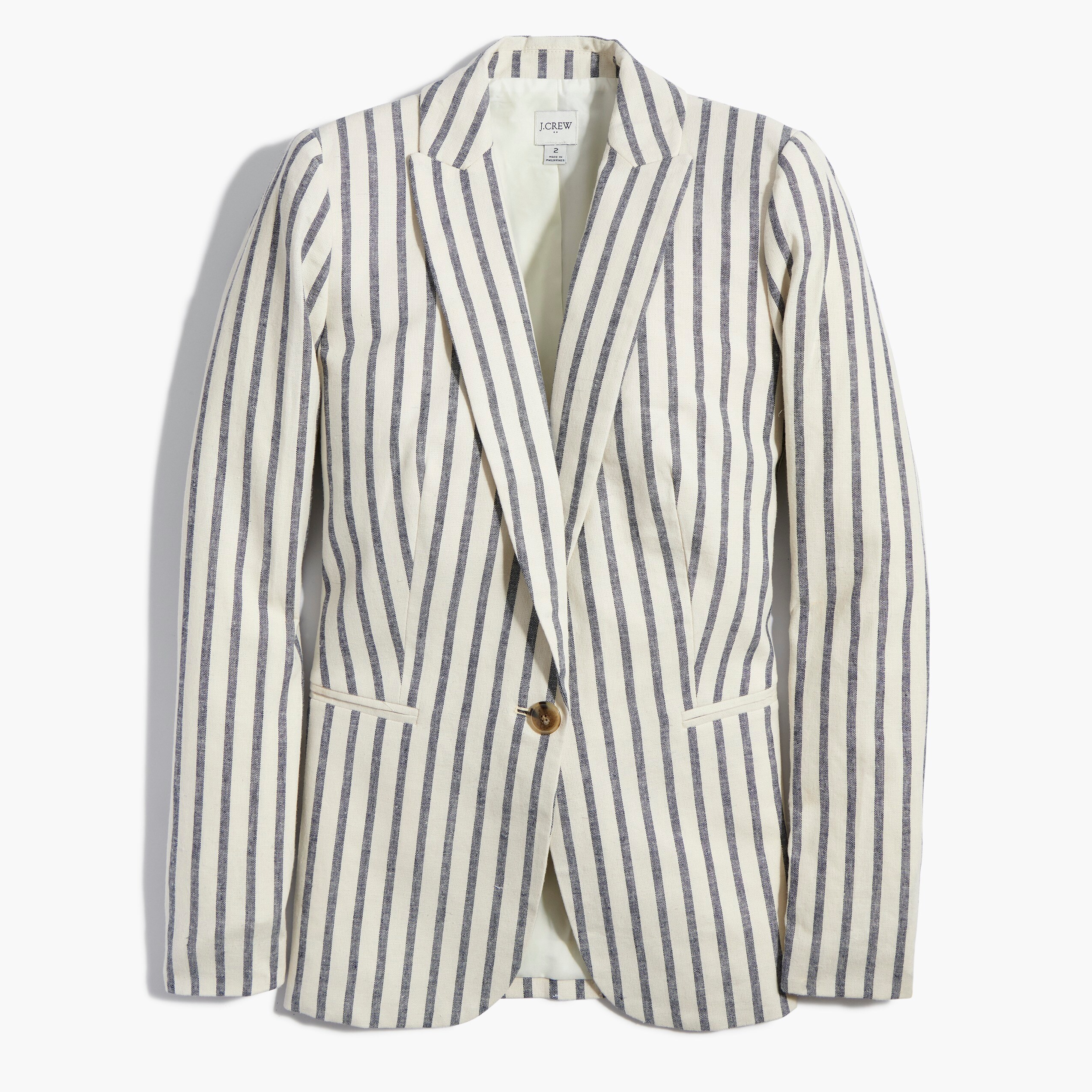 striped linen-cotton holland blazer for women