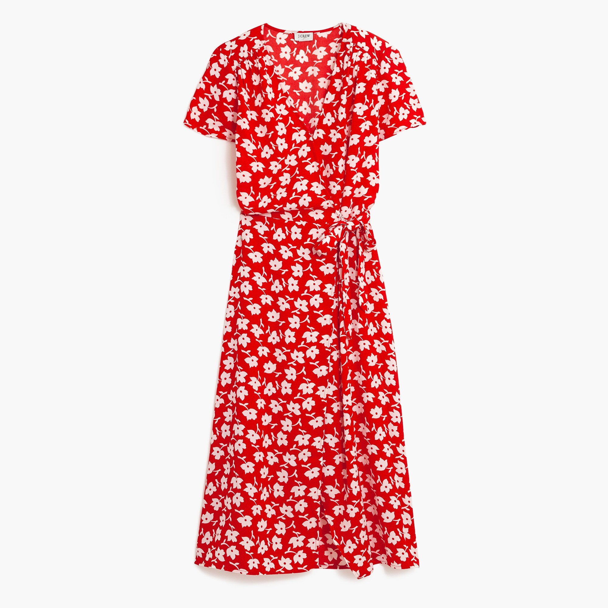 Drapey twill wrap midi dress