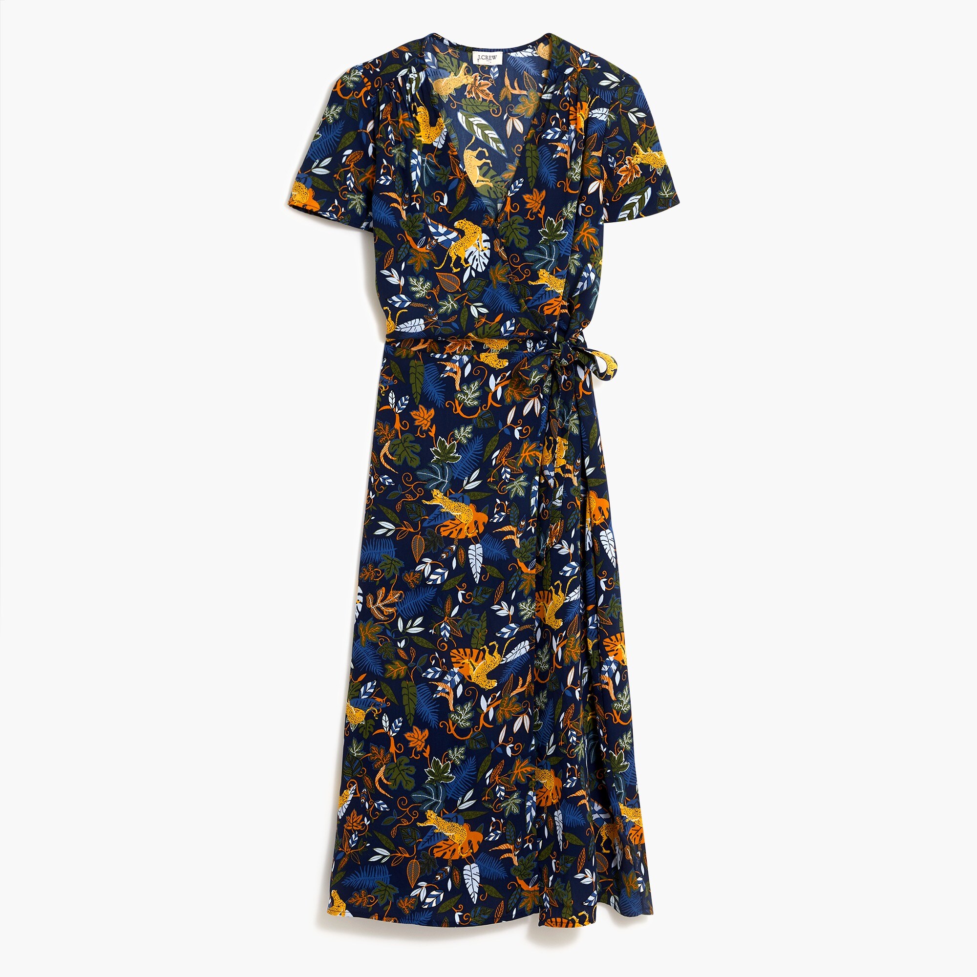 Drapey twill wrap midi dress