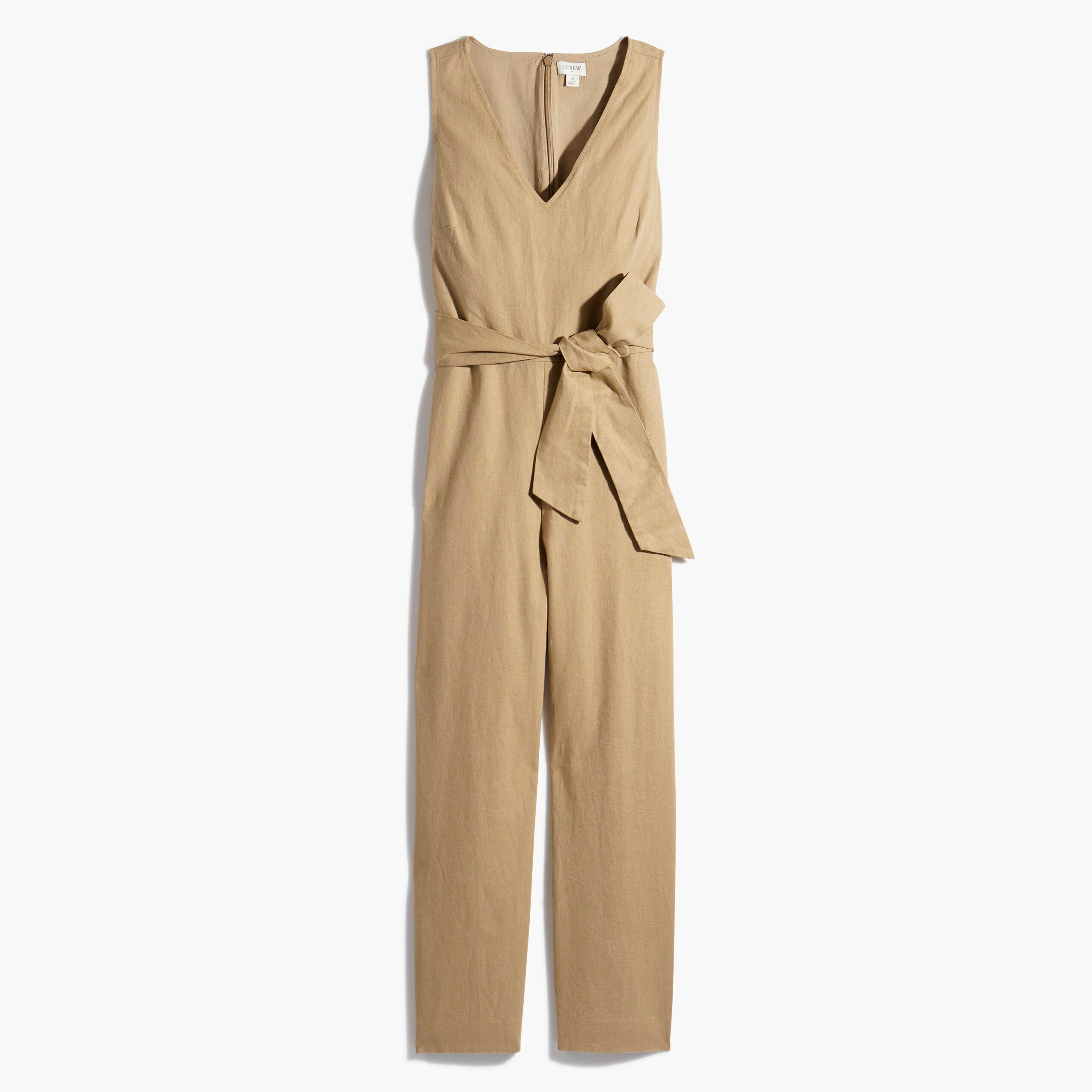 Linen-cotton V-neck jumpsuit
