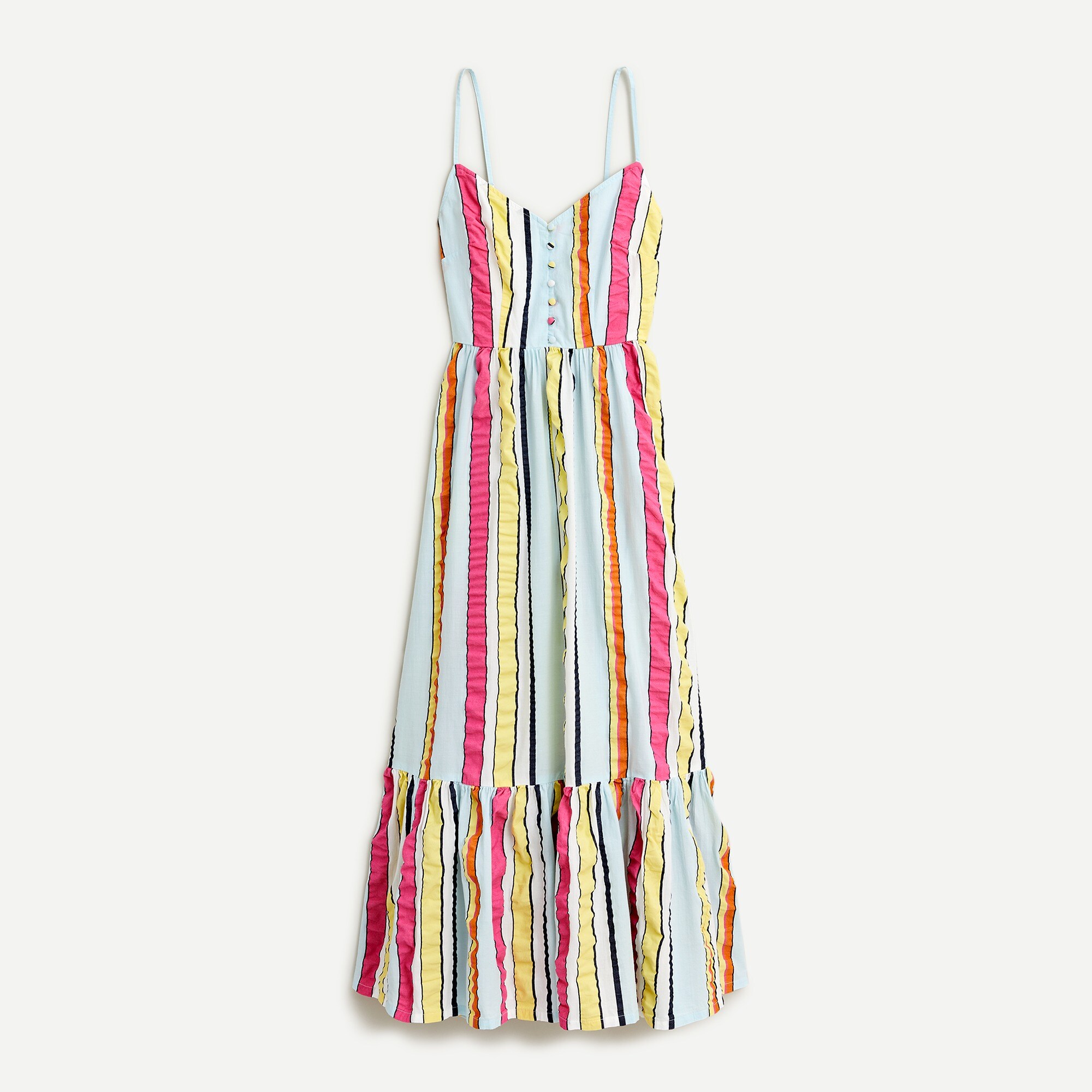 Tiered midi dress in seersucker ribbons