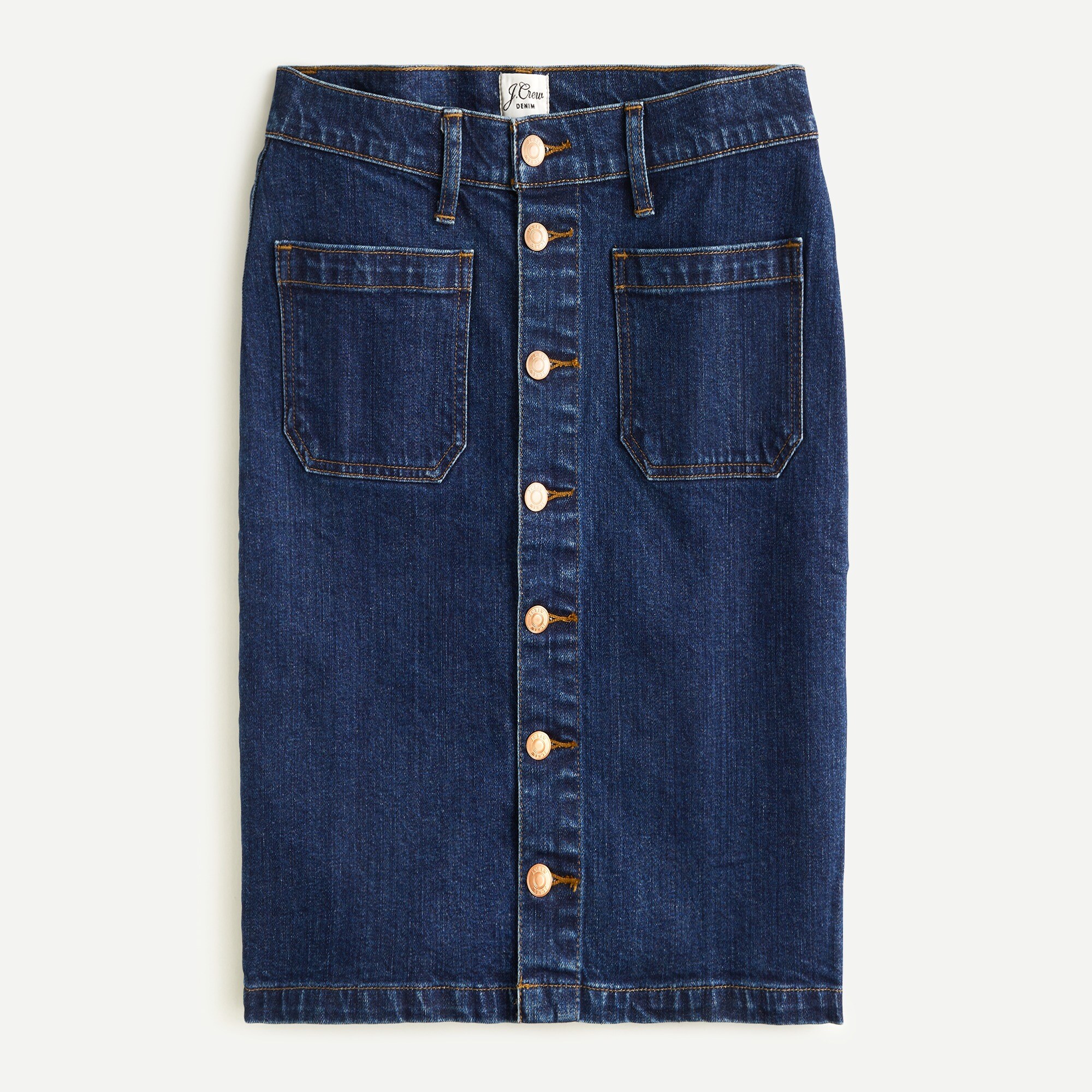 Denim button-front skirt in medium wash