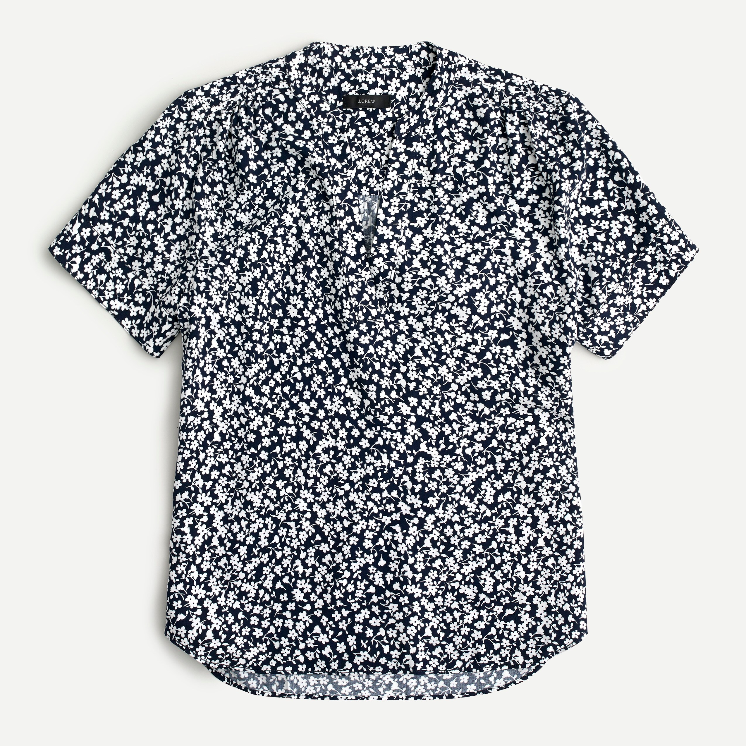 Drapey band-collar top in ditsy floral